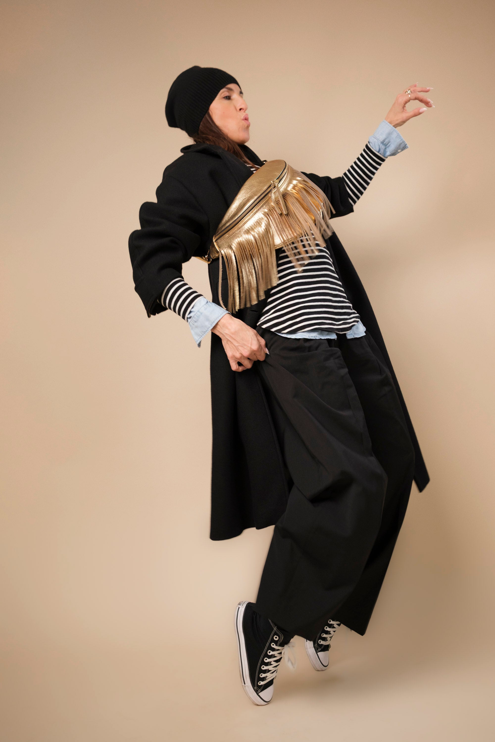 Banane à Frange Cuir Lisse 24K