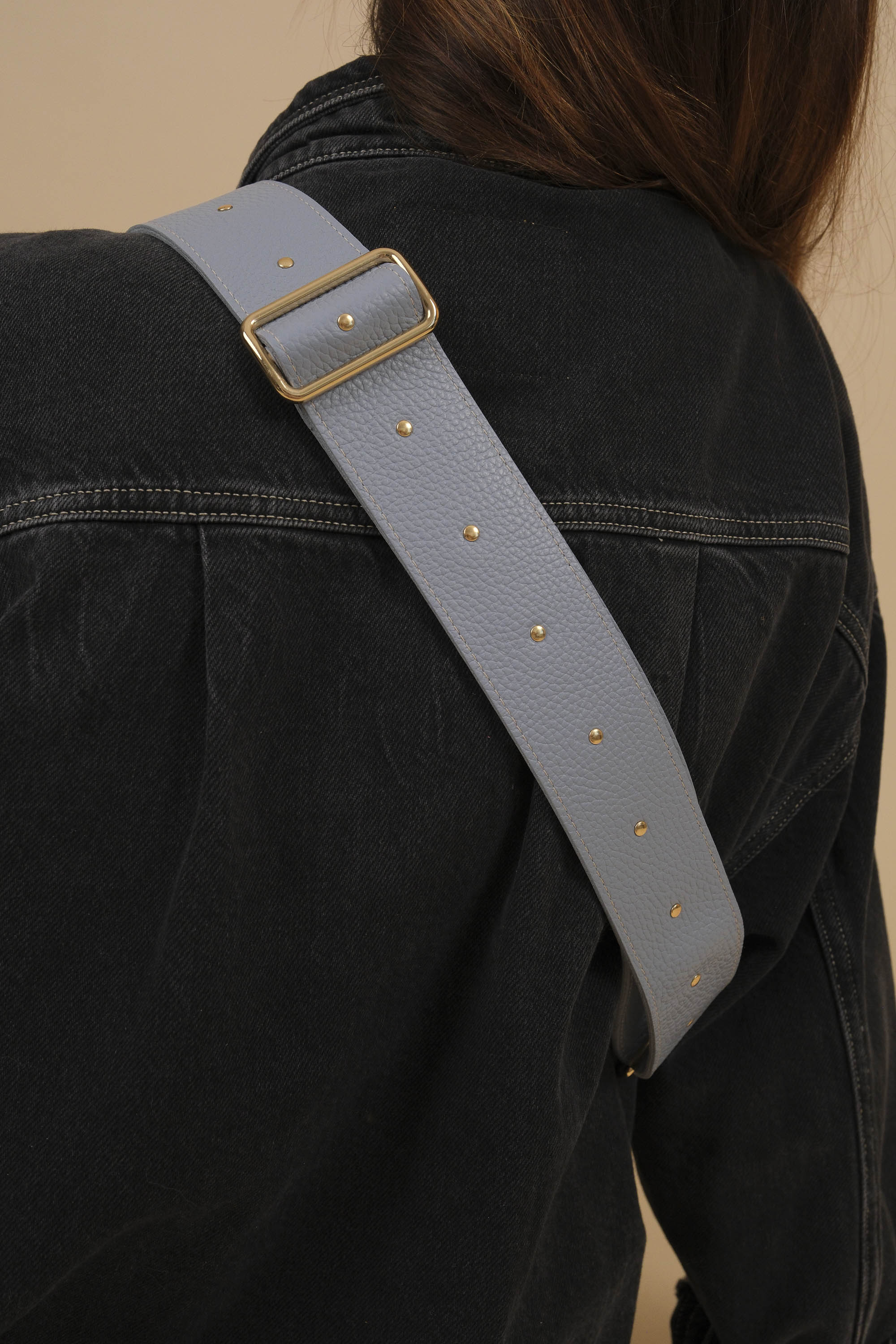 Banane Simple Cuir Grainé Bleu Ciel