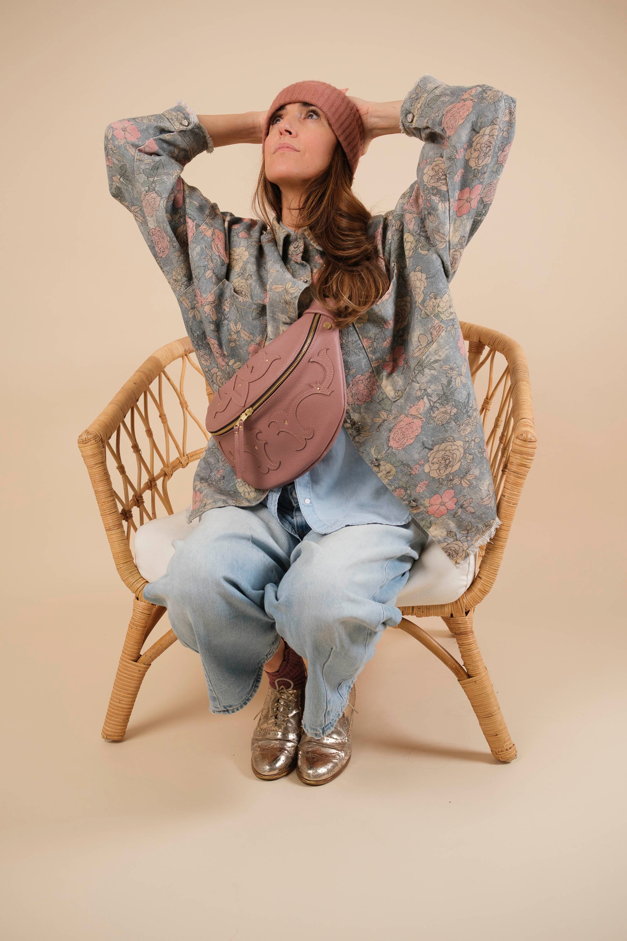 Banane Calamity Cuir Grainé Bois de Rose