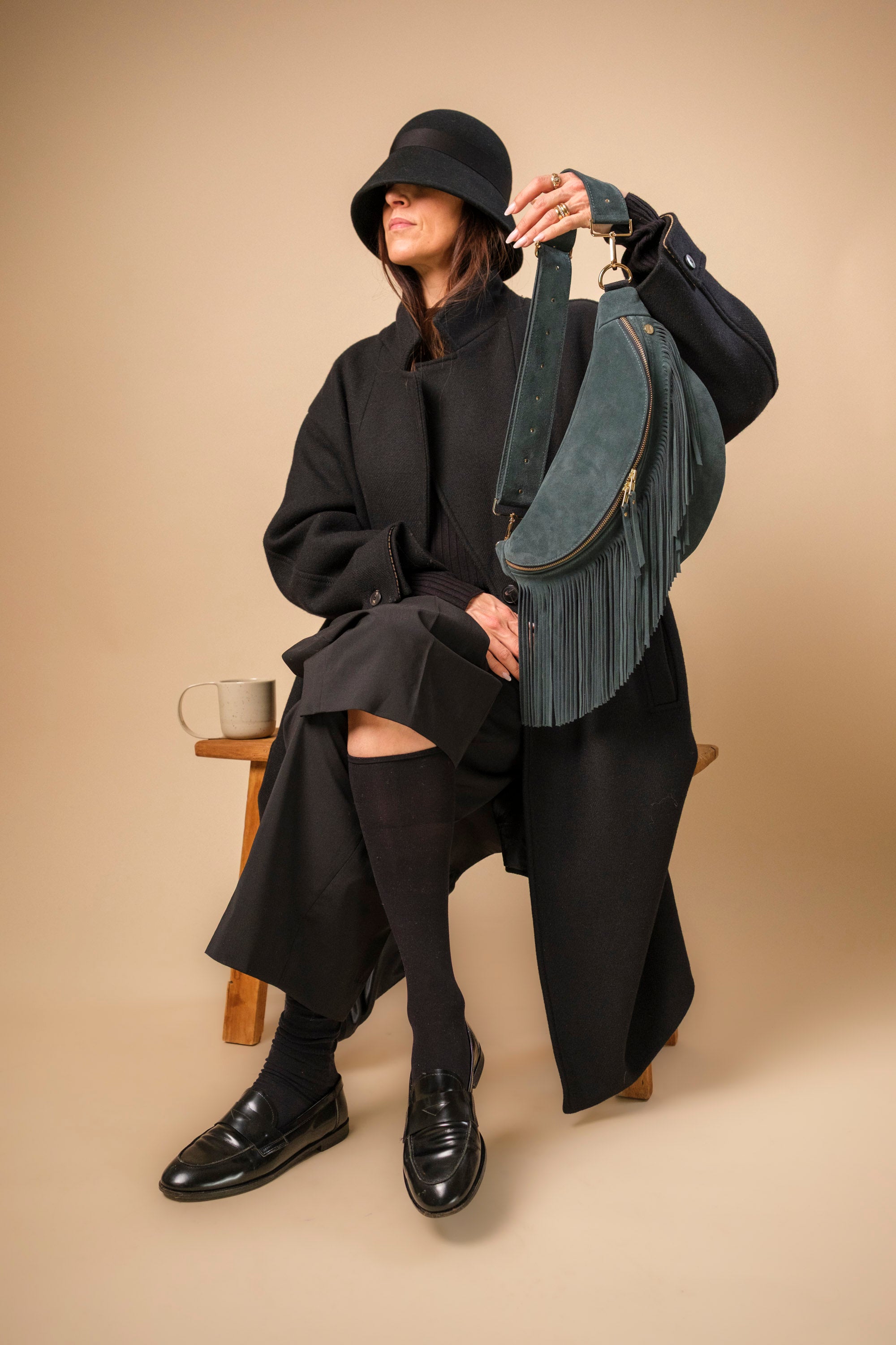 Banane à Frange Cuir Daim Bottle