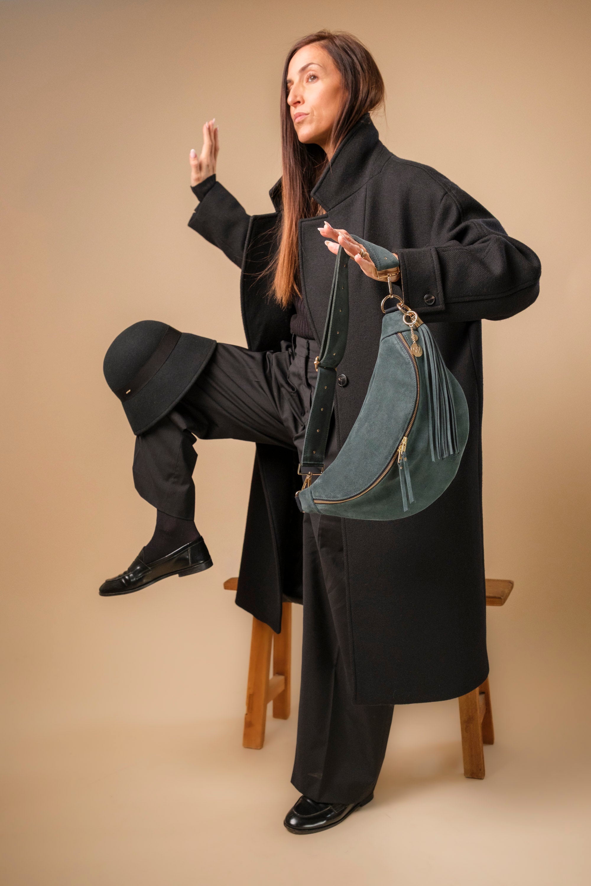 Banane Simple Cuir Daim Bottle (avec Pompon)