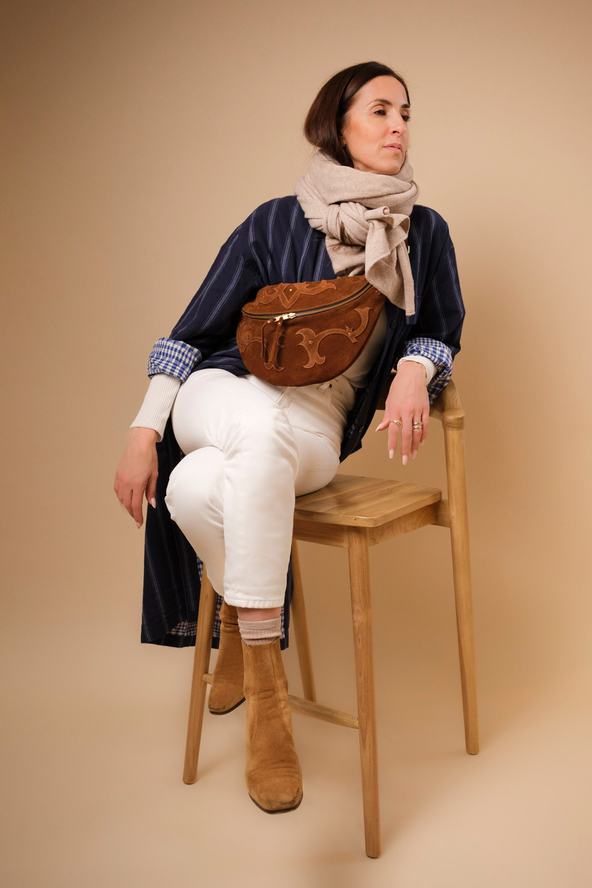 Banane Calamity Cuir Daim Camel