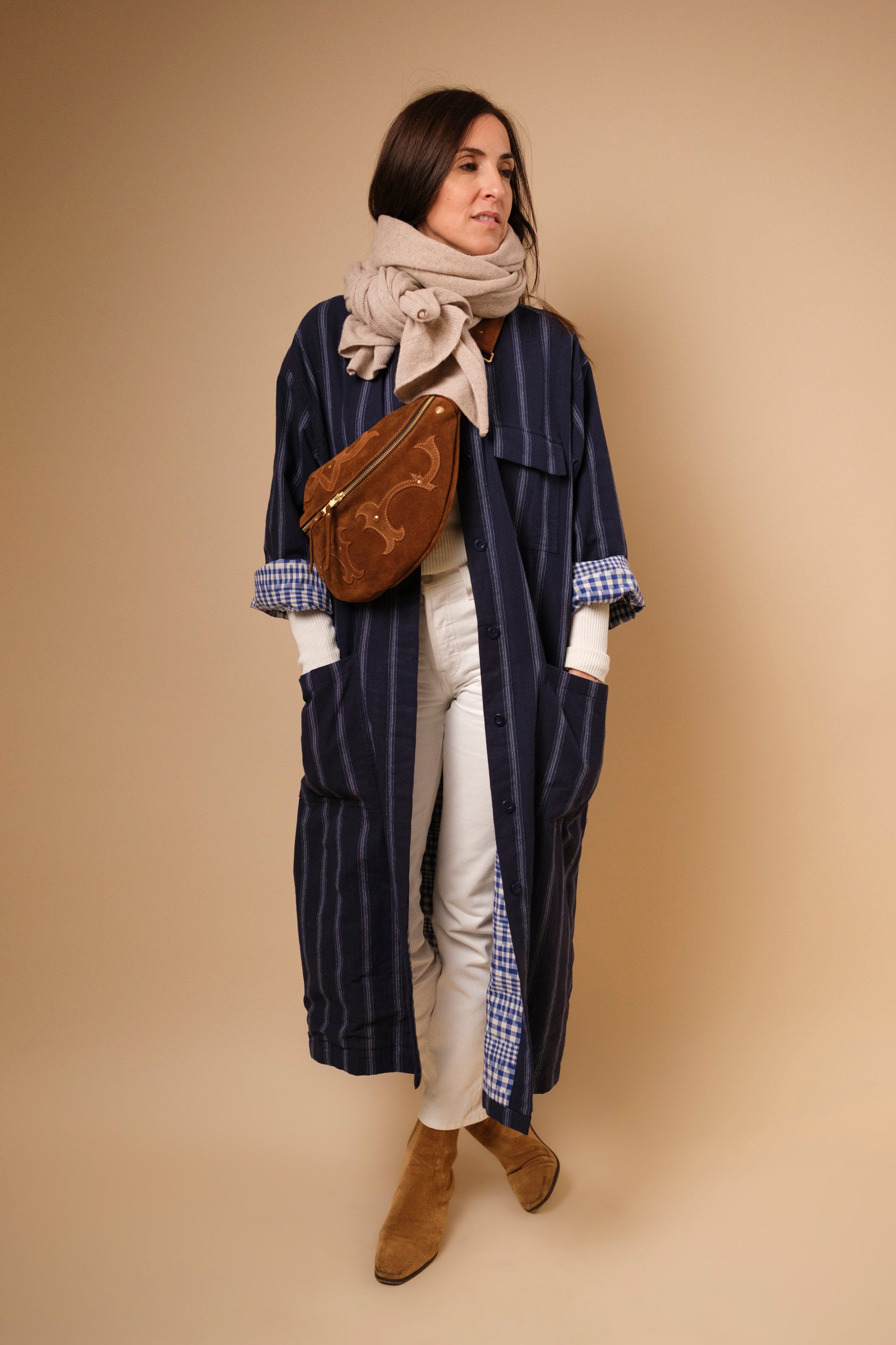 Banane Calamity Cuir Daim Camel