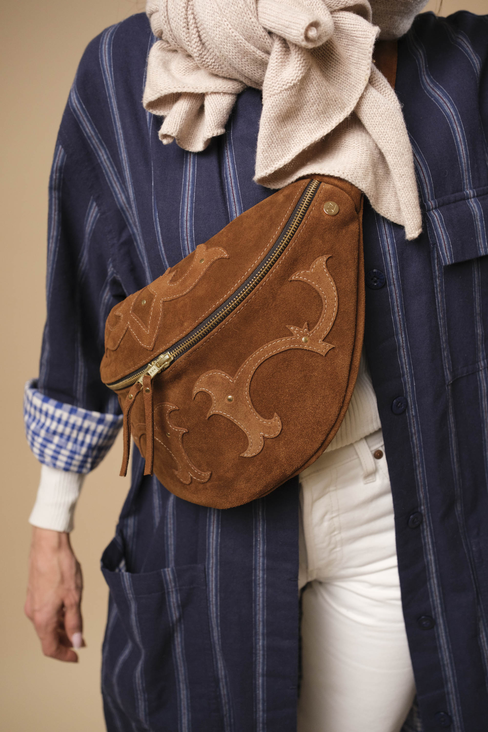 Banane Calamity Cuir Daim Camel