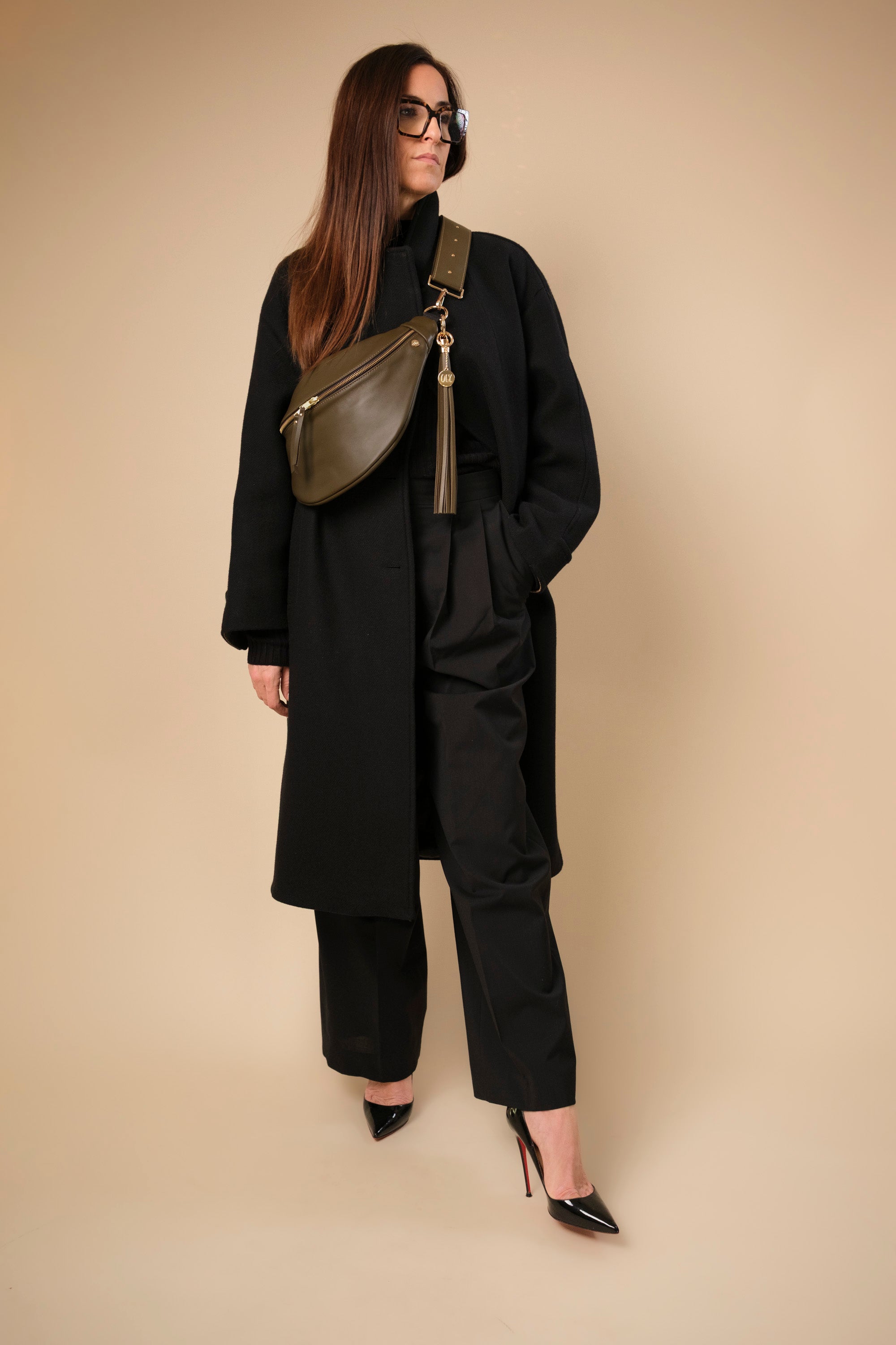 Banane Simple Cuir Lisse Camo (avec Pompon)