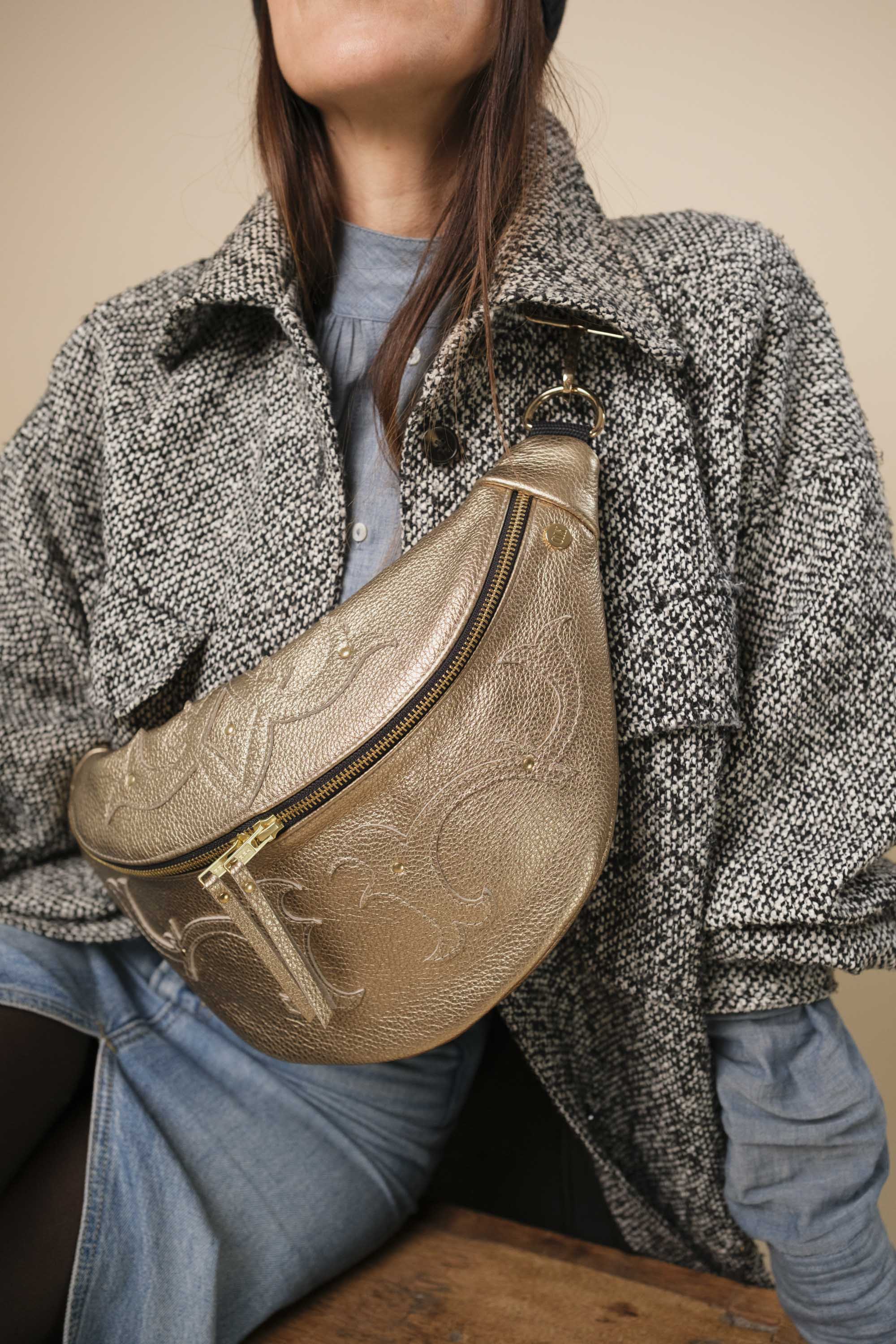 Banane Calamity Cuir Grainé Champagne