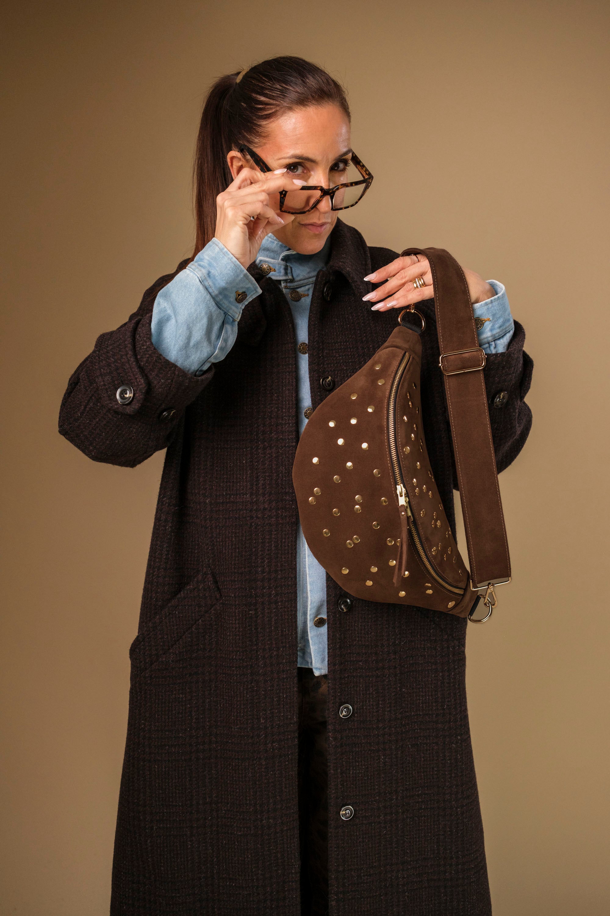 Banane Dotty Cuir Daim Choco