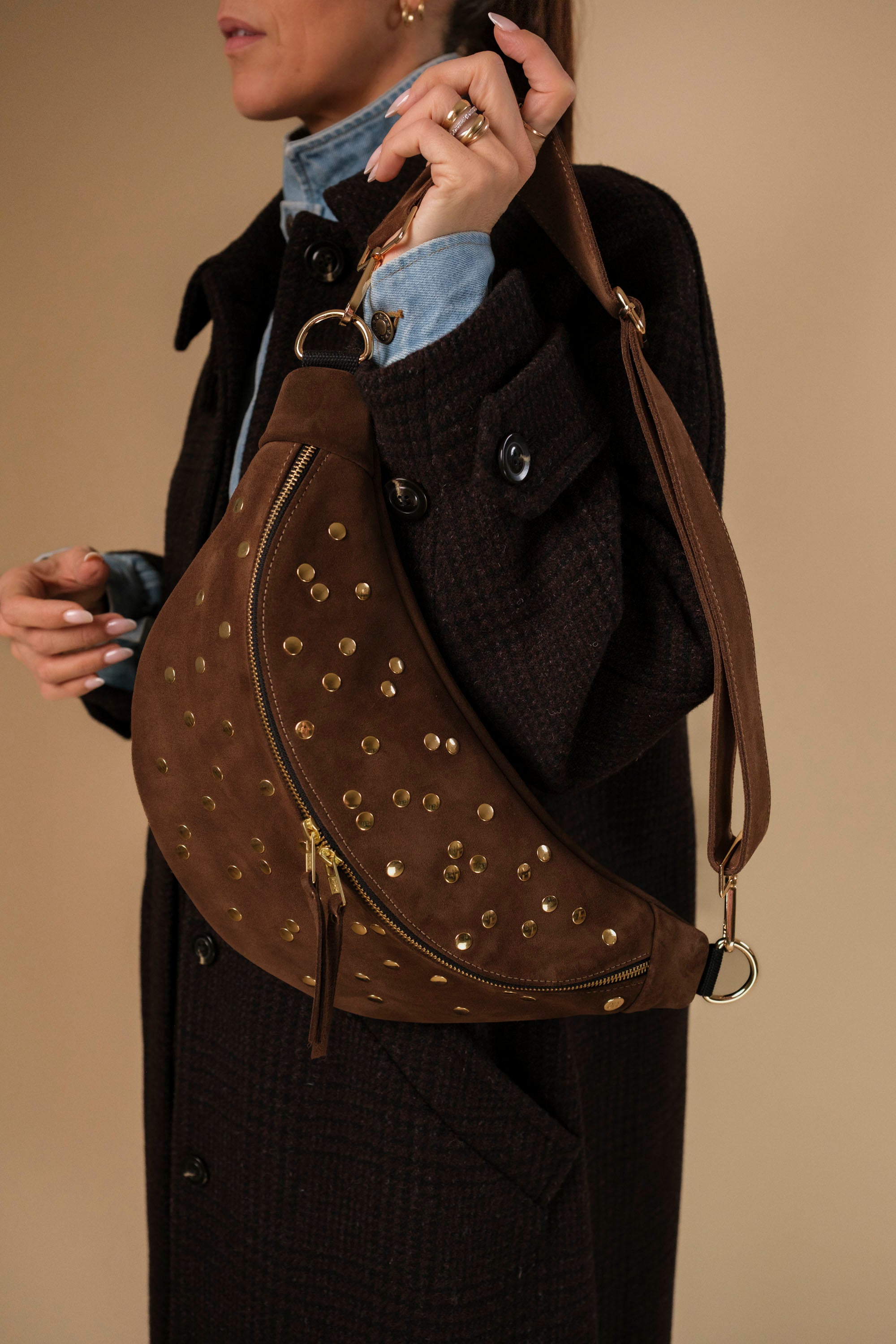 Banane Dotty Cuir Daim Choco