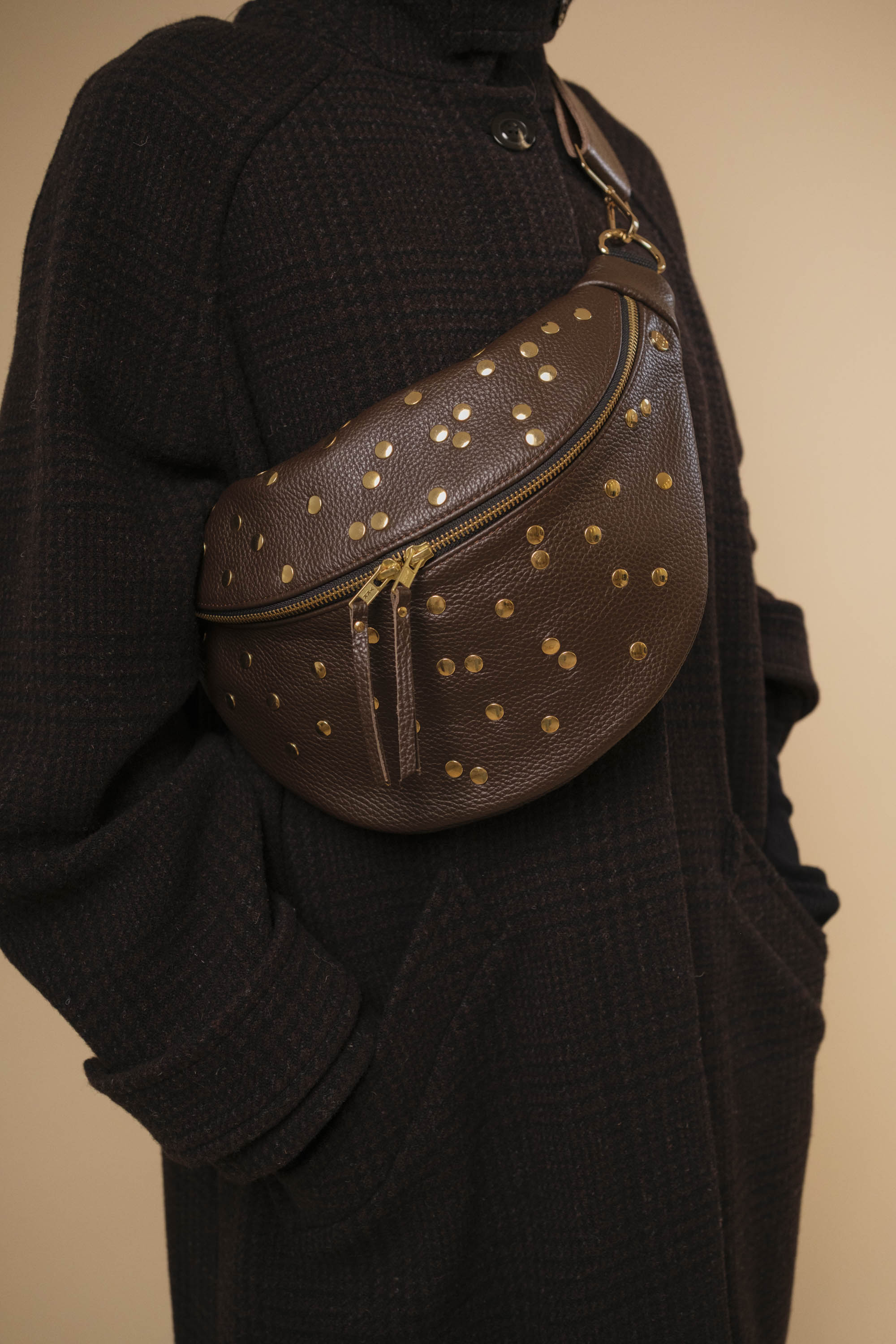 Banane Dotty Cuir Grainé Choco