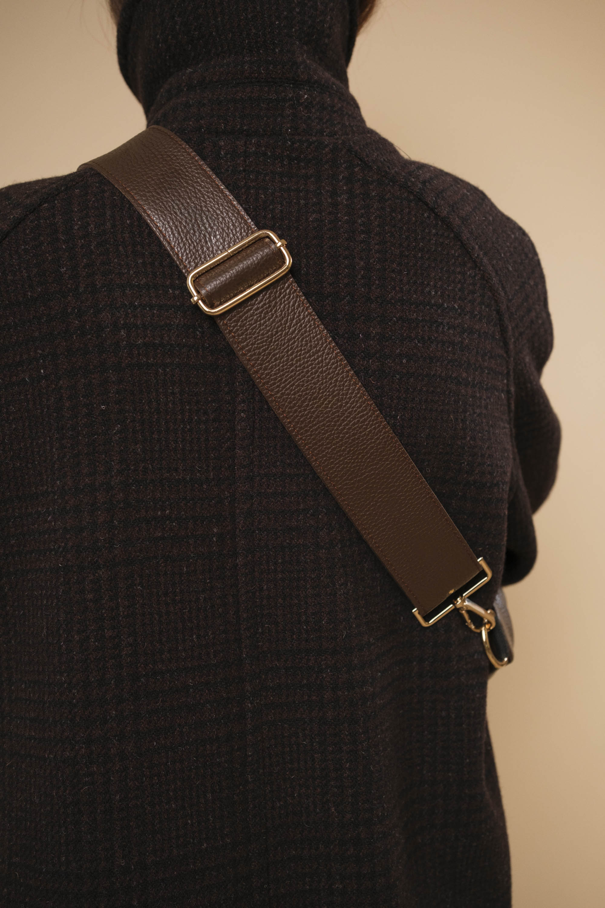 Banane à Frange Cuir Grainé Choco