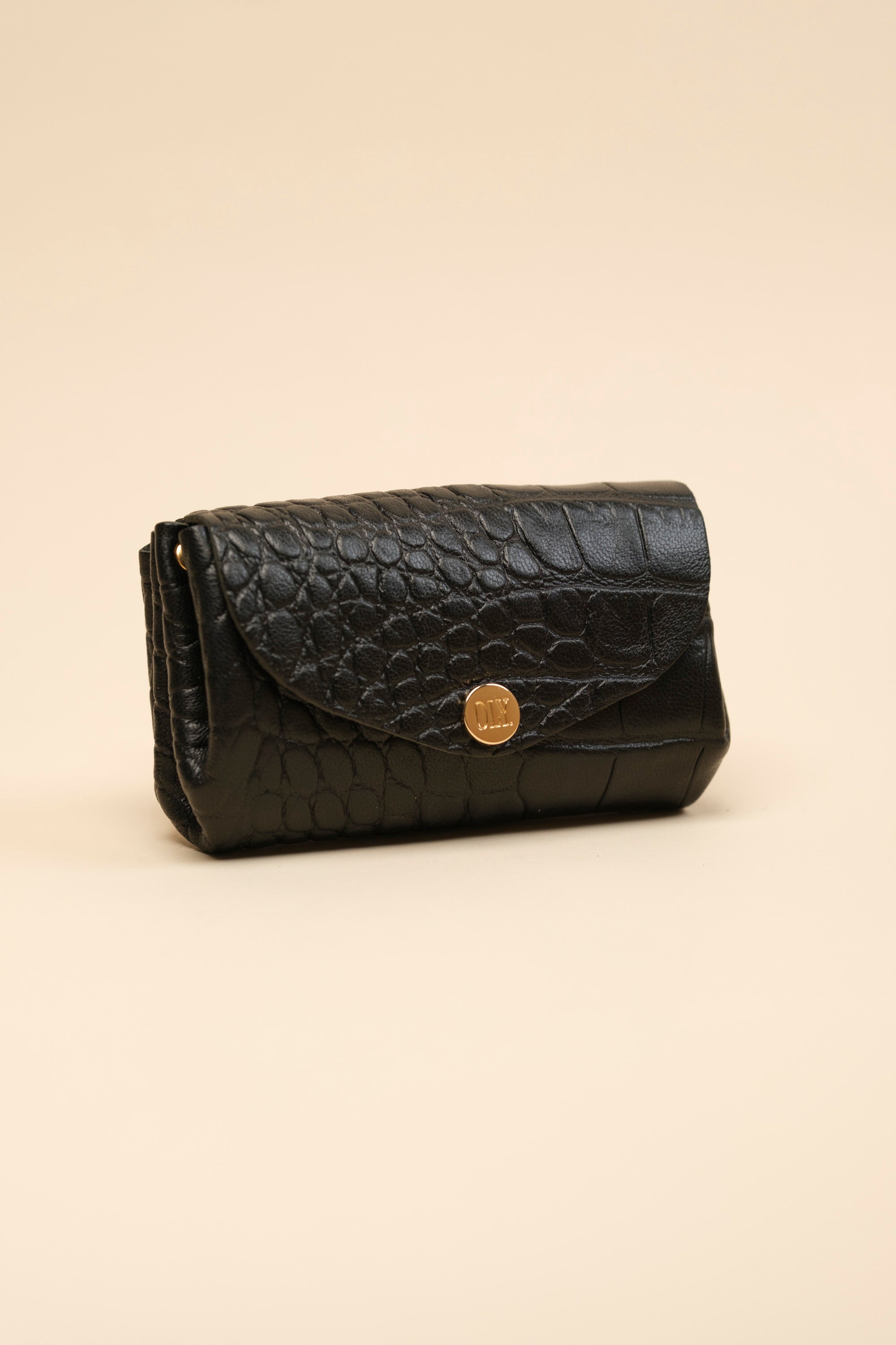Dodu Cuir Croco Lisse Noir