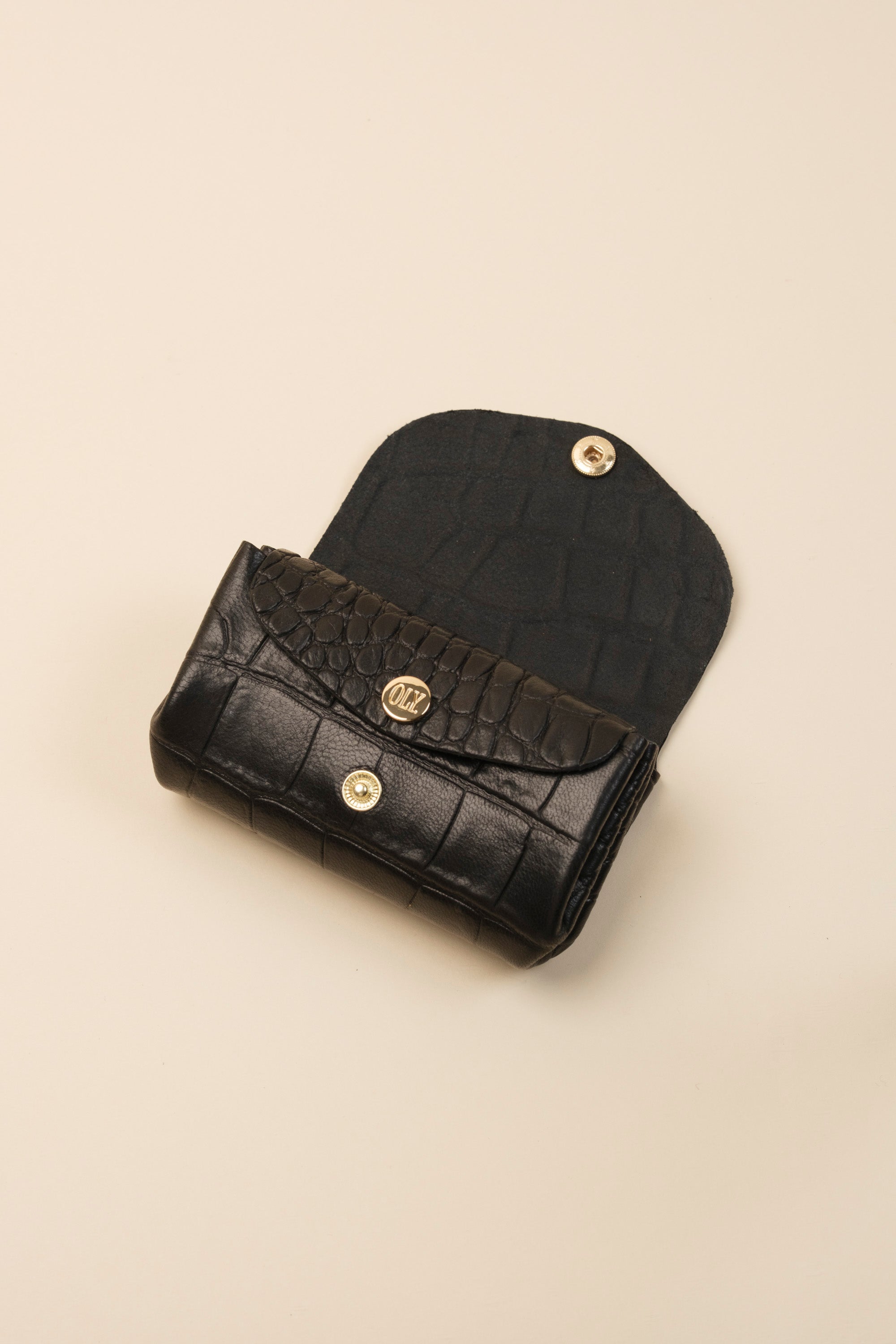 Dodu Cuir Croco Lisse Noir