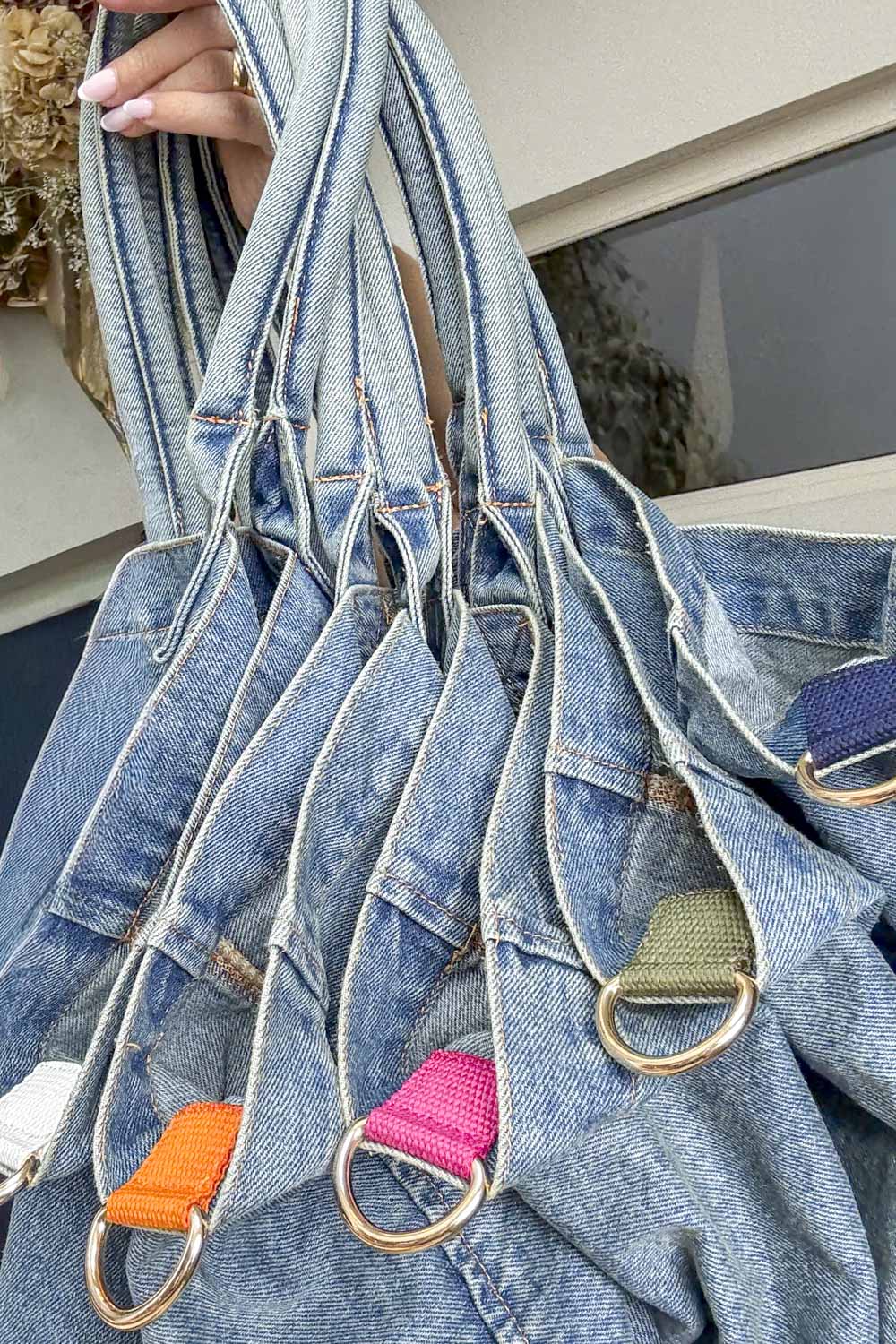Cabas en Jean, Broderie Olythings Kaki