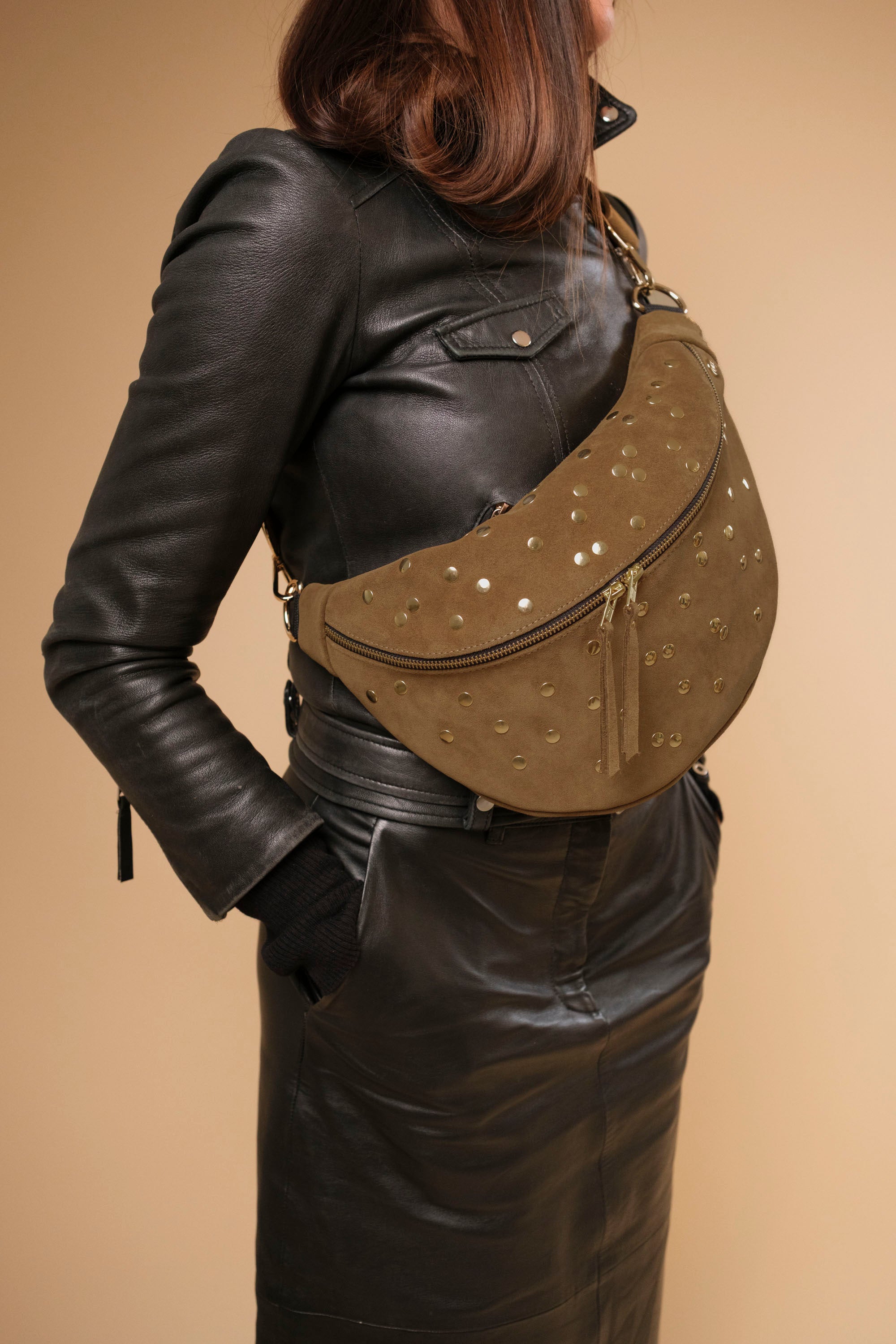 Banane Dotty Cuir Daim Havane