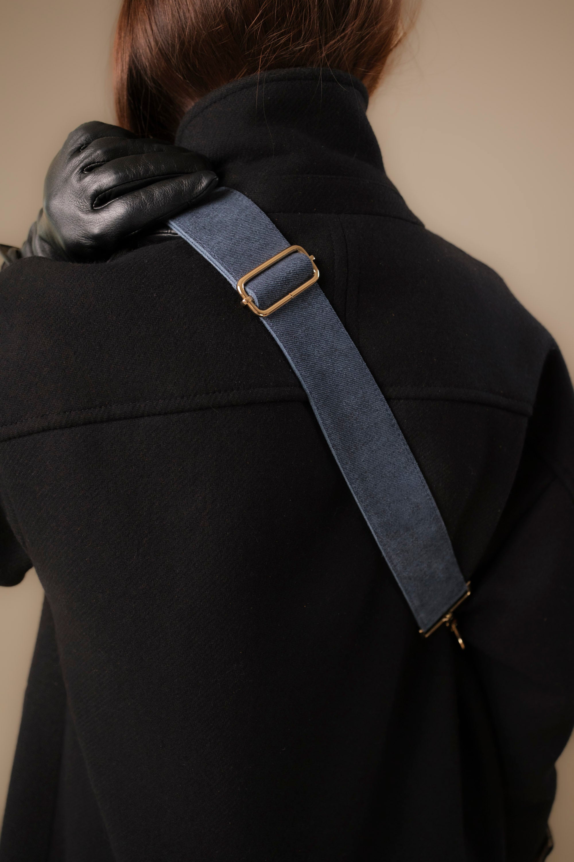 Banane Simple Cuir Daim Embossé Jean Bleu