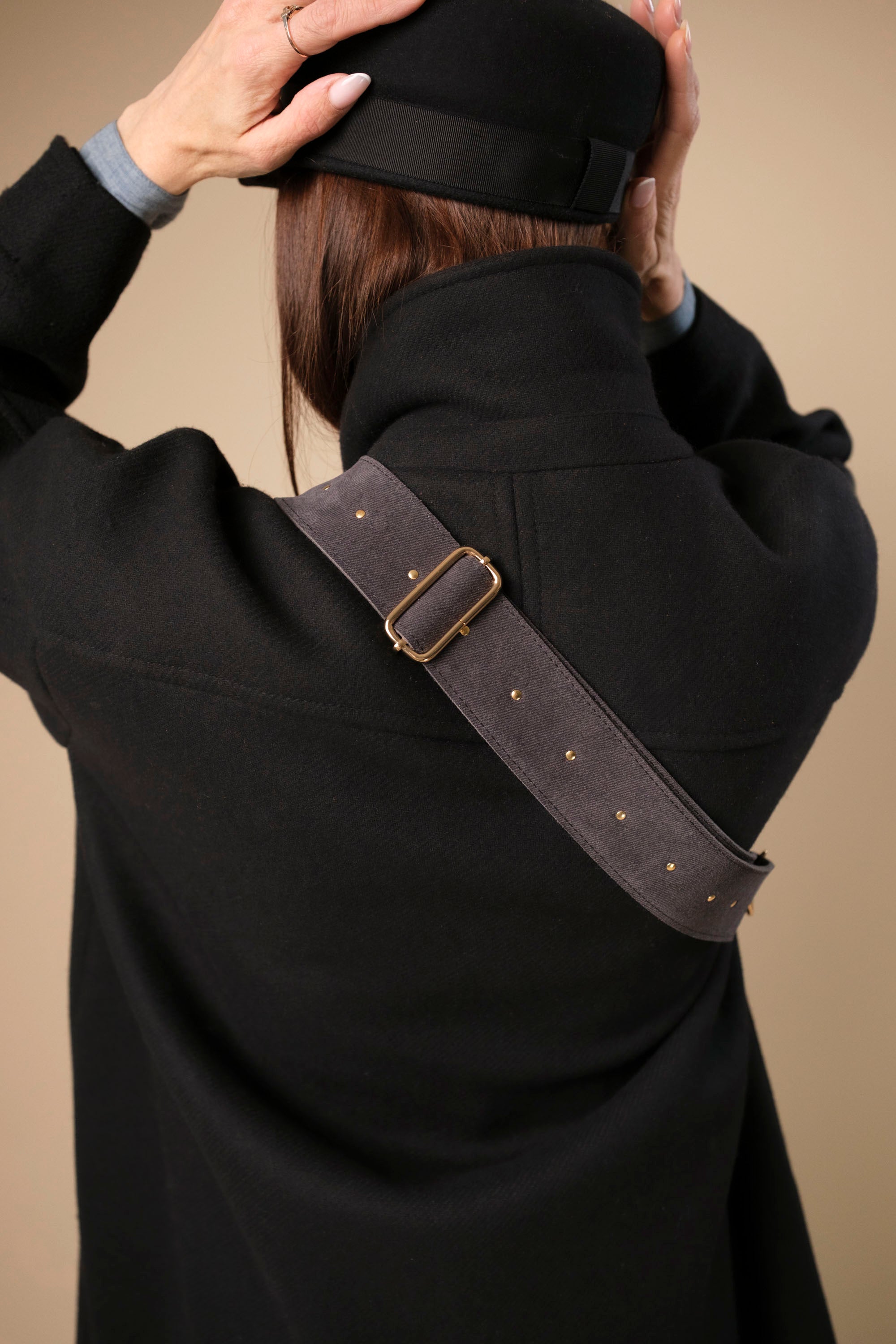 Banane Calamity Double Trouble Cuir Daim Embossé Jean Gris & Noir Lisse