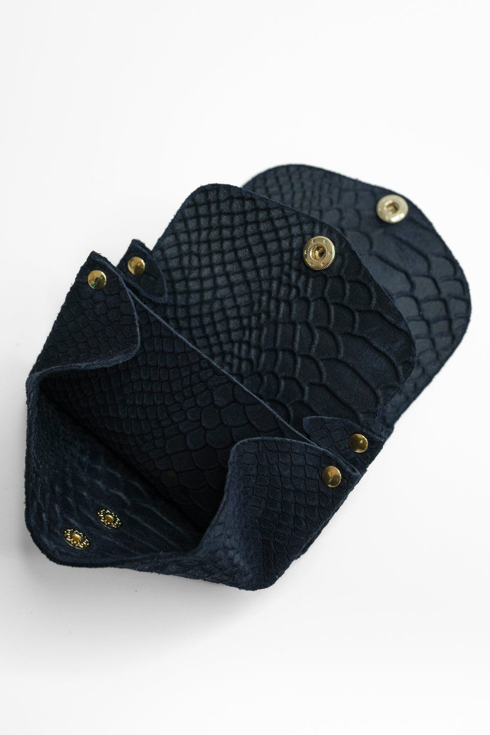 Dodu Cuir Embossé Croco Bleu Nuit