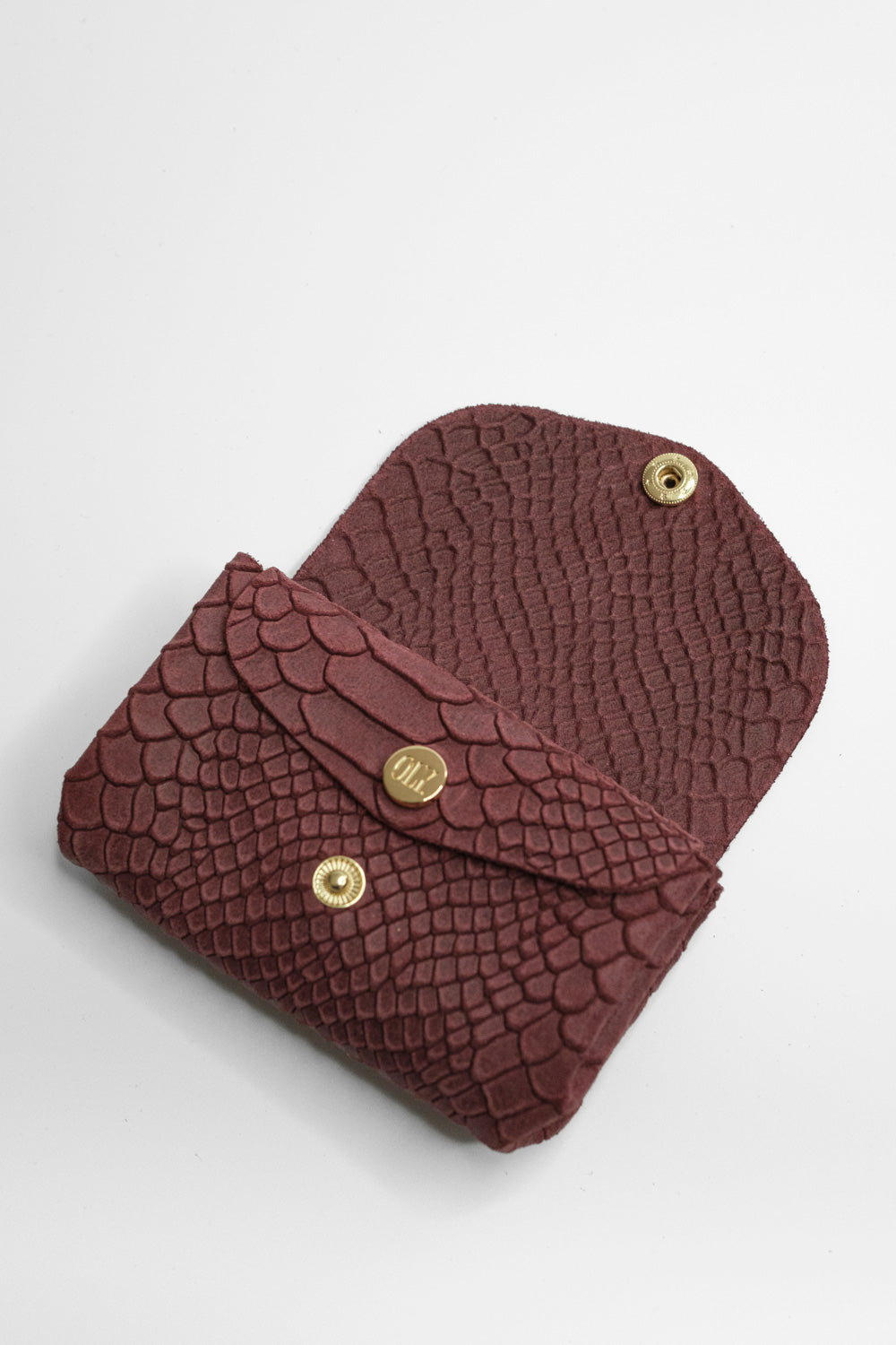 Dodu Cuir Embossé Croco Prune