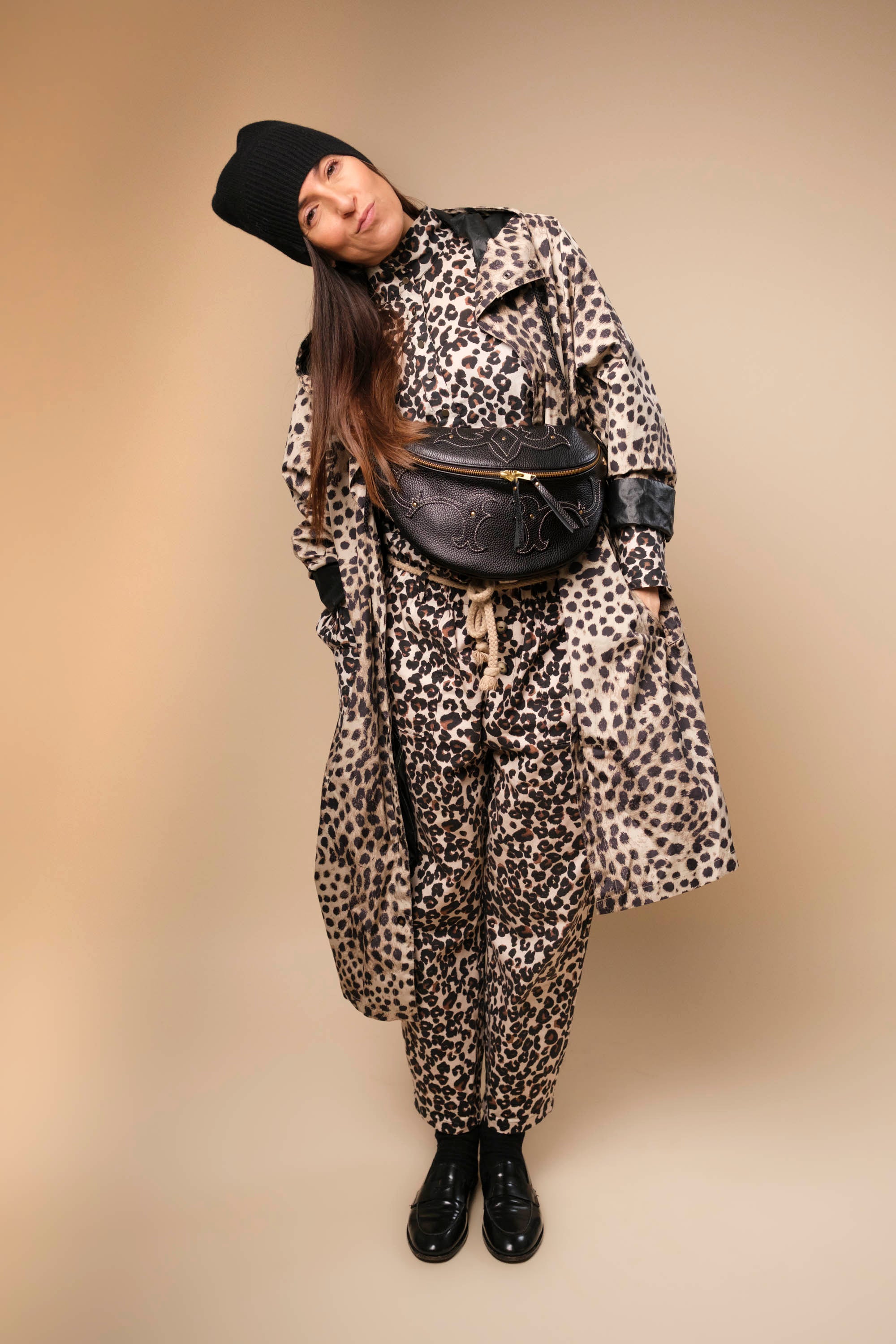 Banane Calamity Cuir Grainé Noir