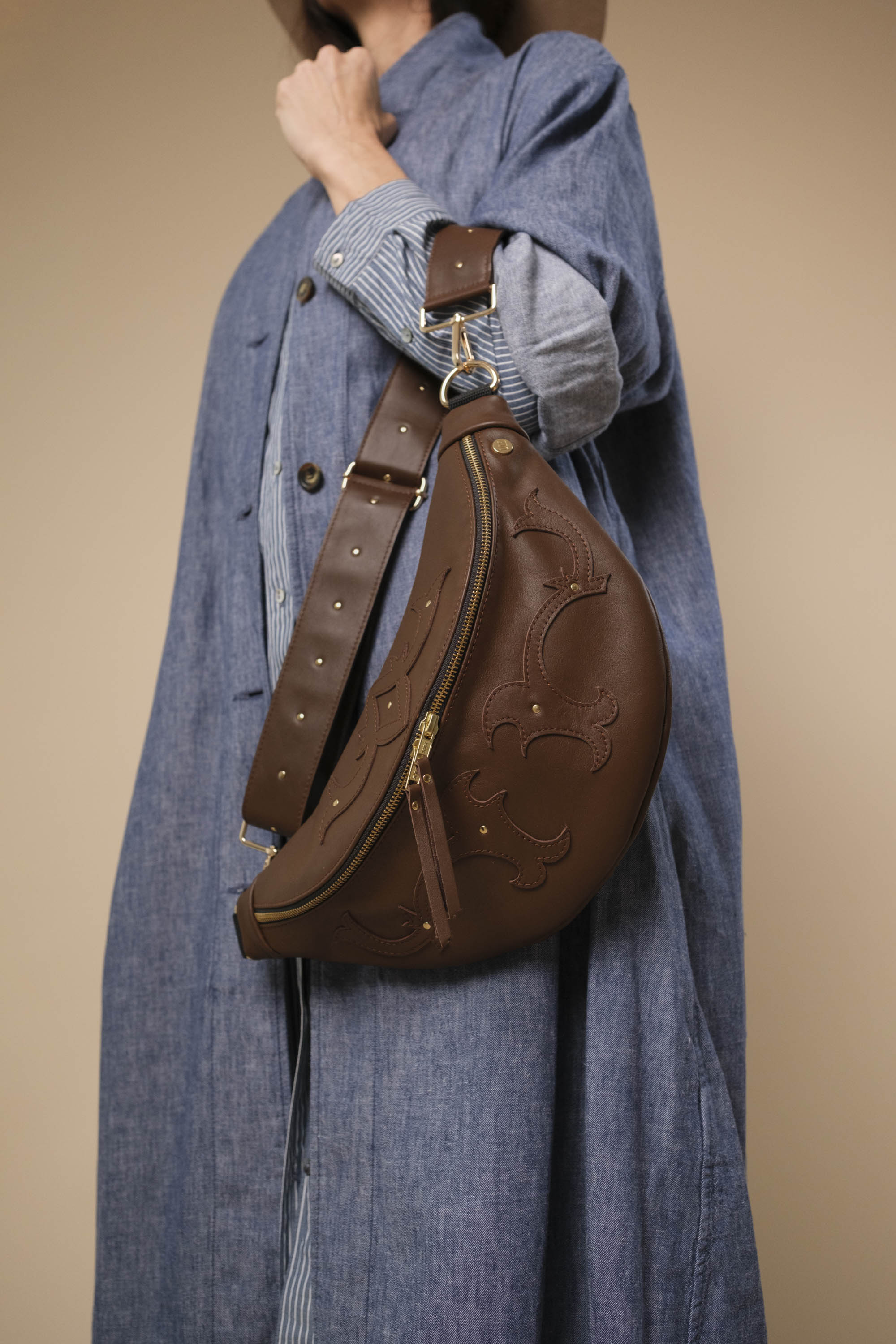 Banane Calamity Cuir Lisse Praliné