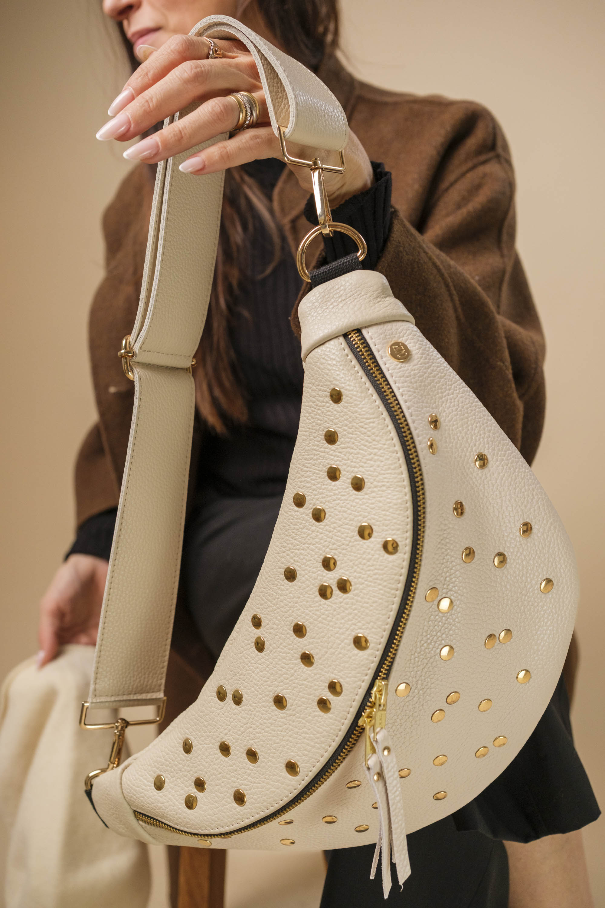 Banane Dotty Cuir Grainé Vanille