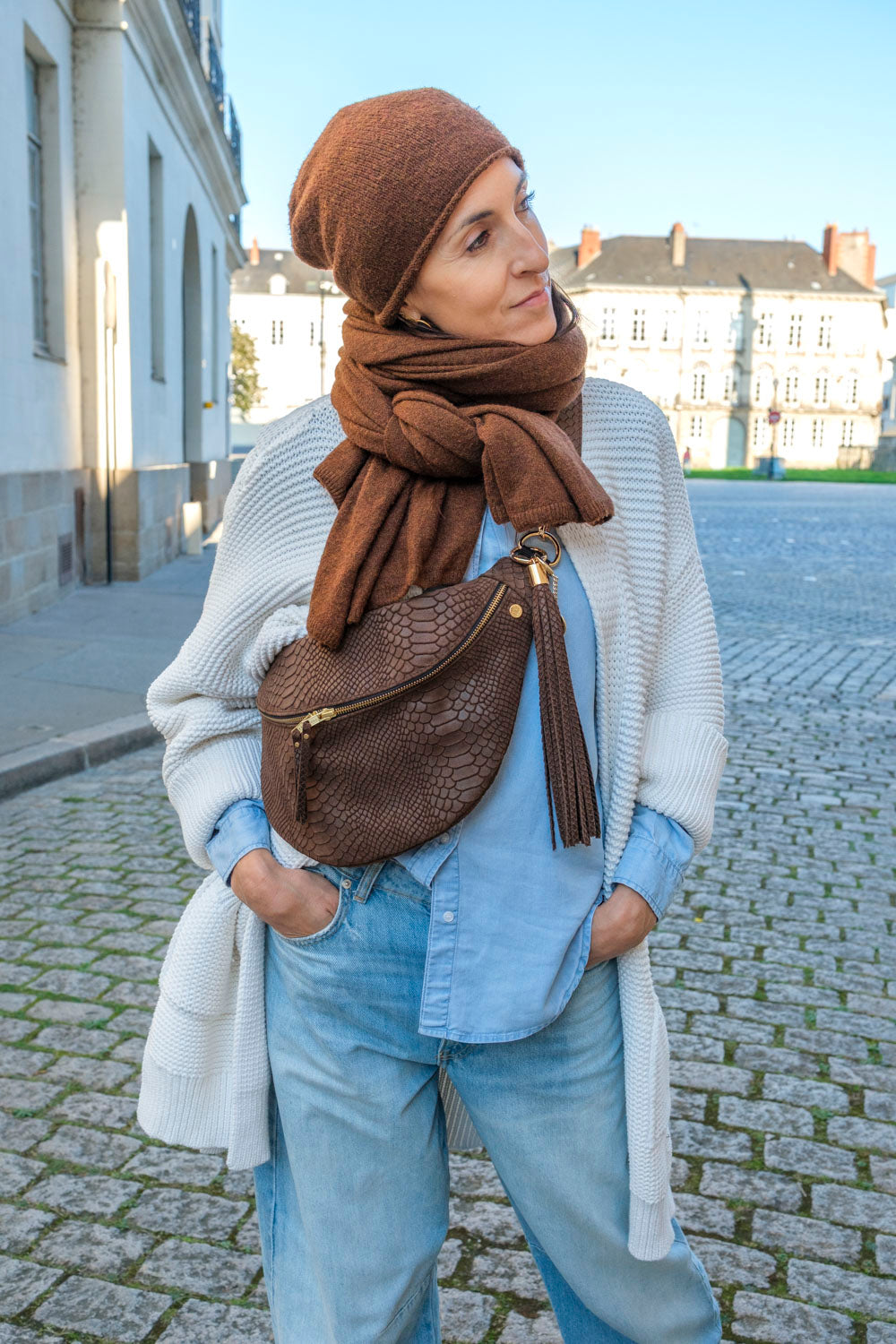Banane Cuir Embossé Simple Choco