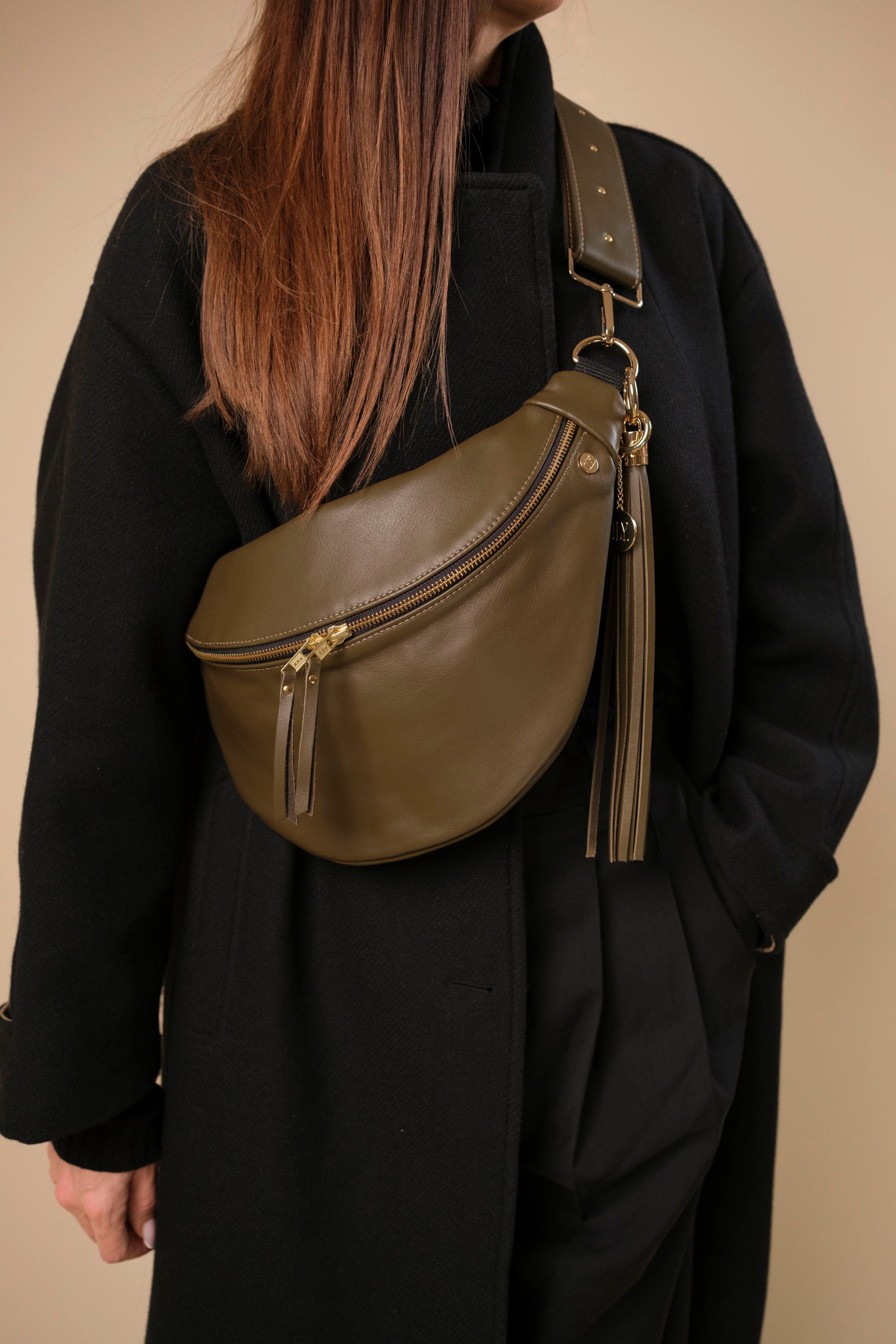 Banane Simple Cuir Lisse Camo (avec Pompon)