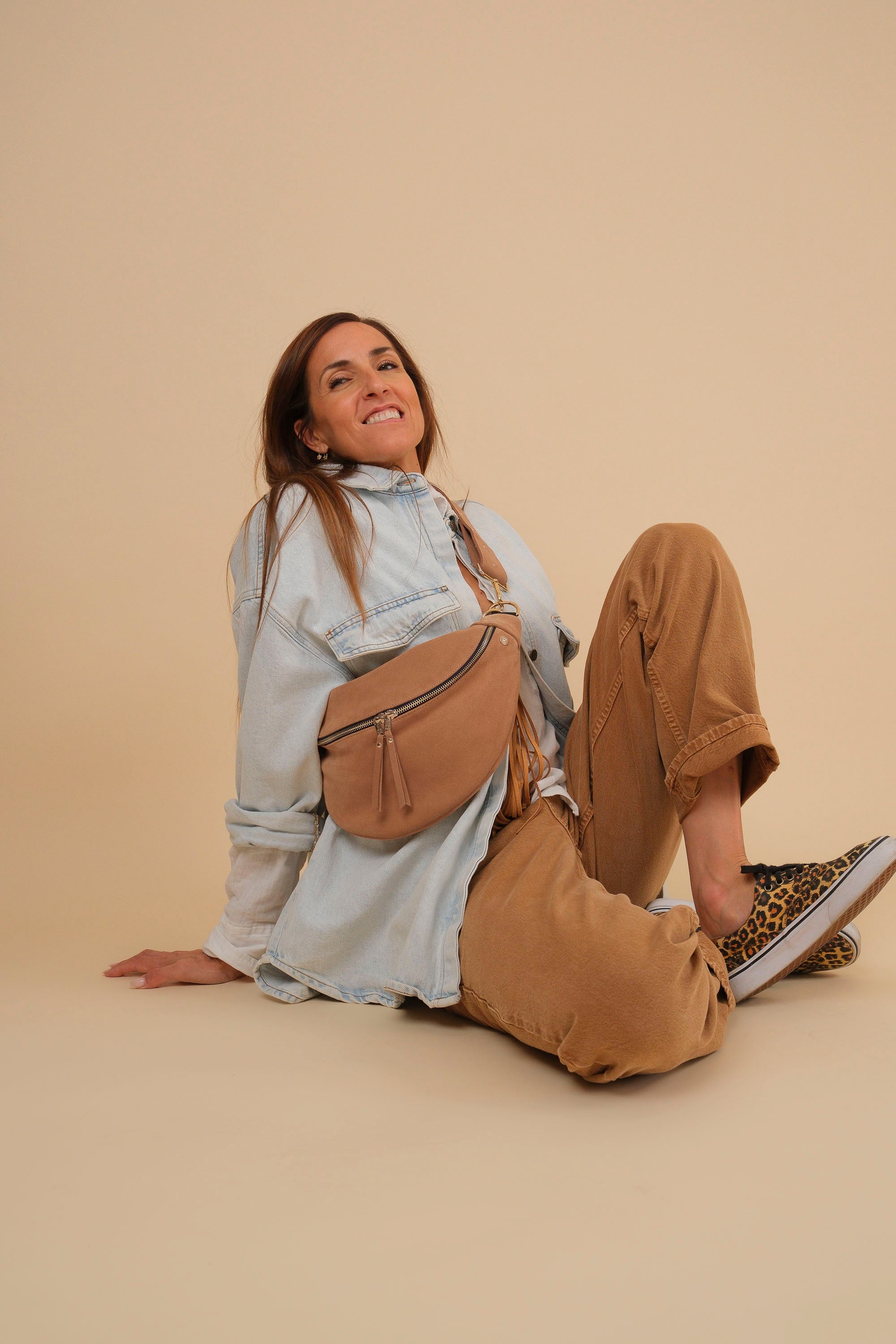 Banane Simple Cuir Daim Caramel