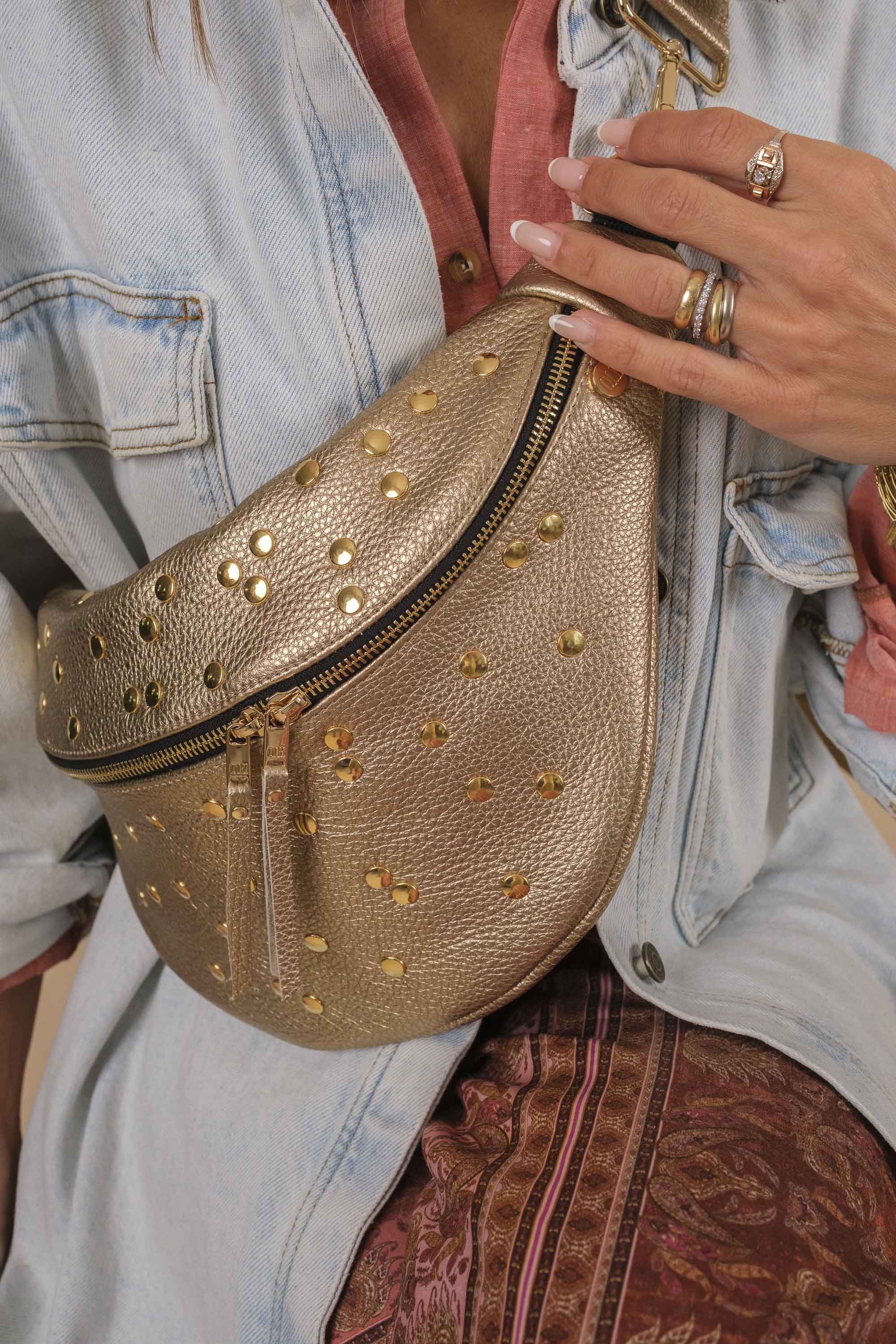 Banane Dotty Cuir Grainé Champagne