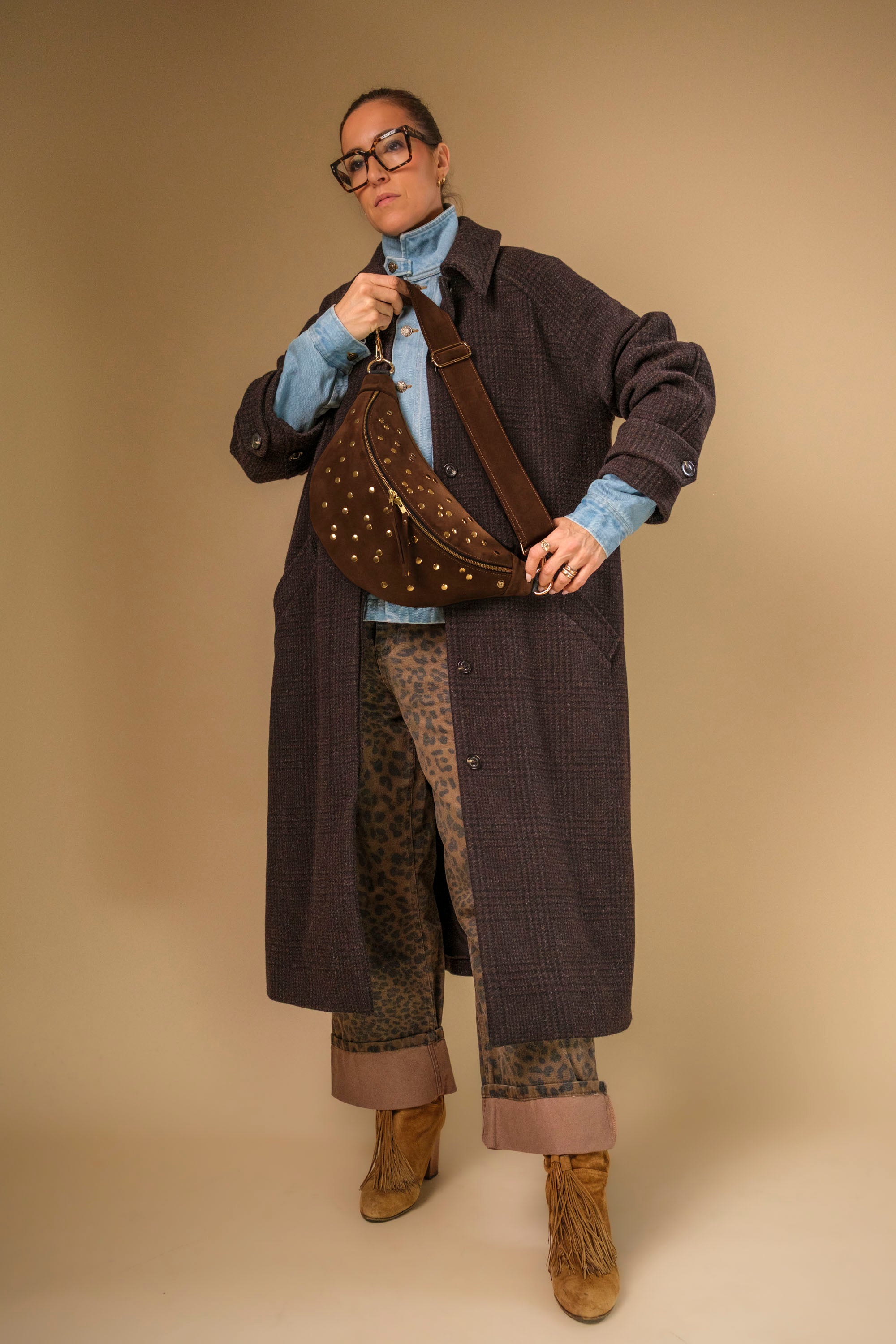 Banane Dotty Cuir Daim Choco