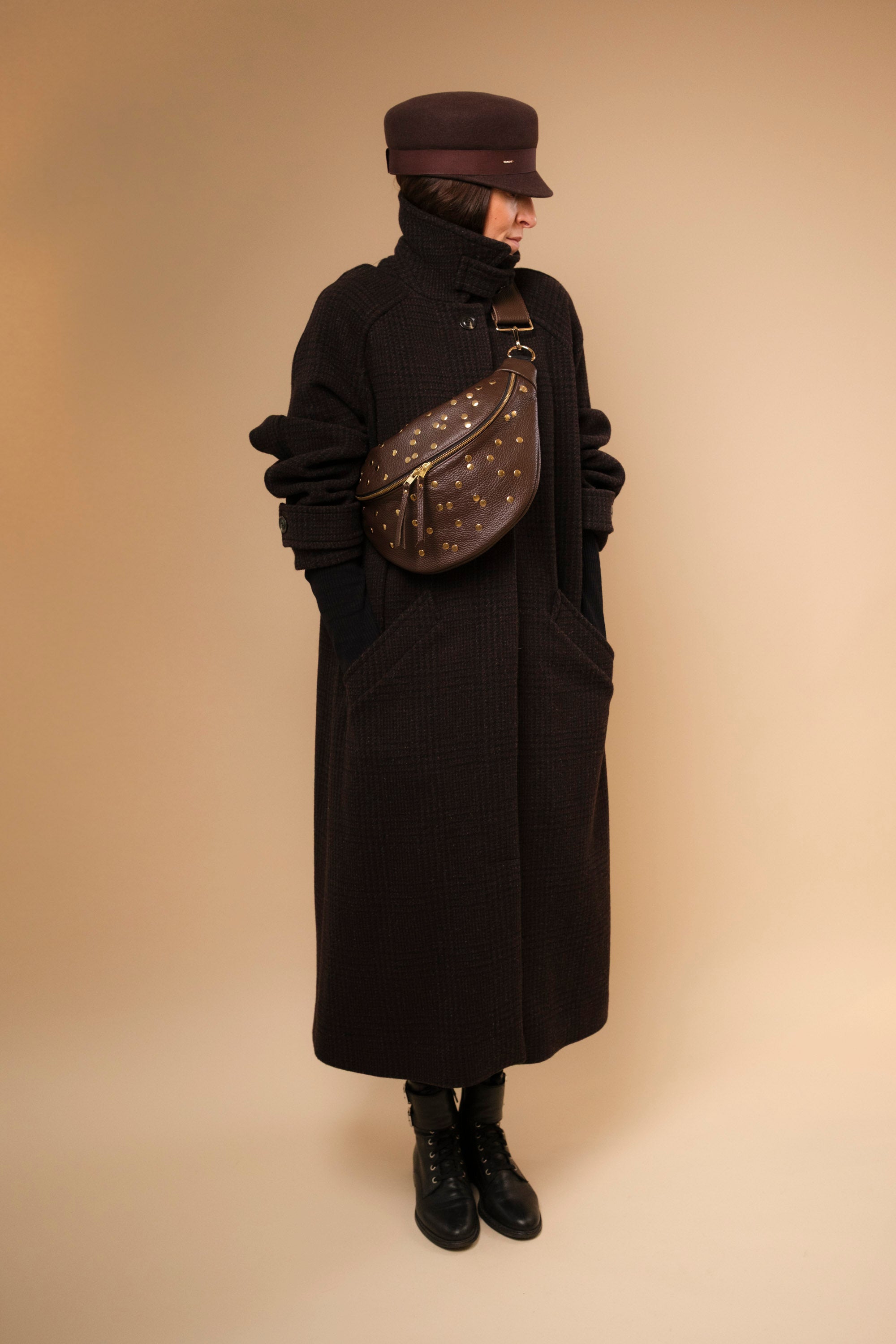 Banane Dotty Cuir Grainé Choco