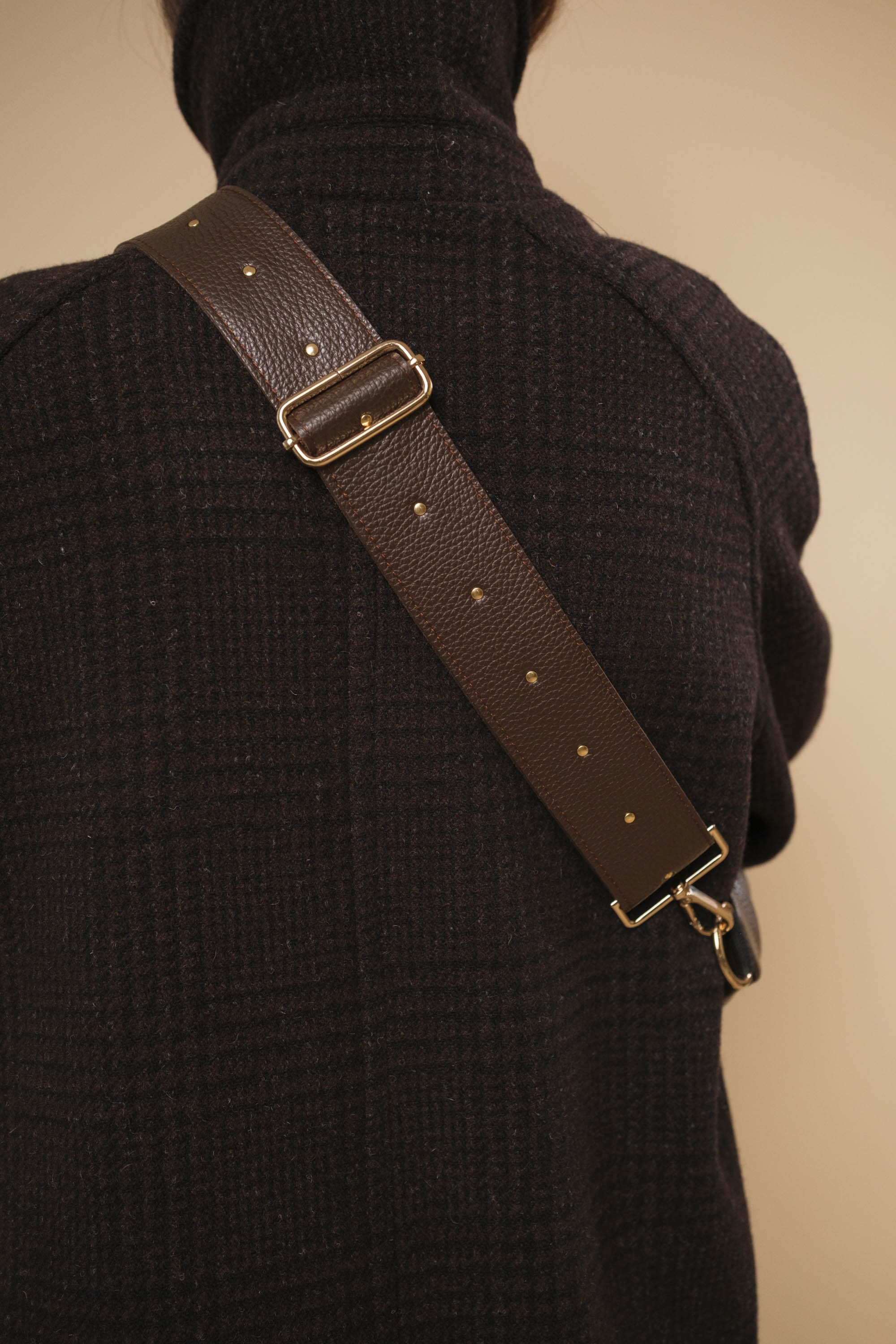 Banane à Frange Cuir Grainé Choco