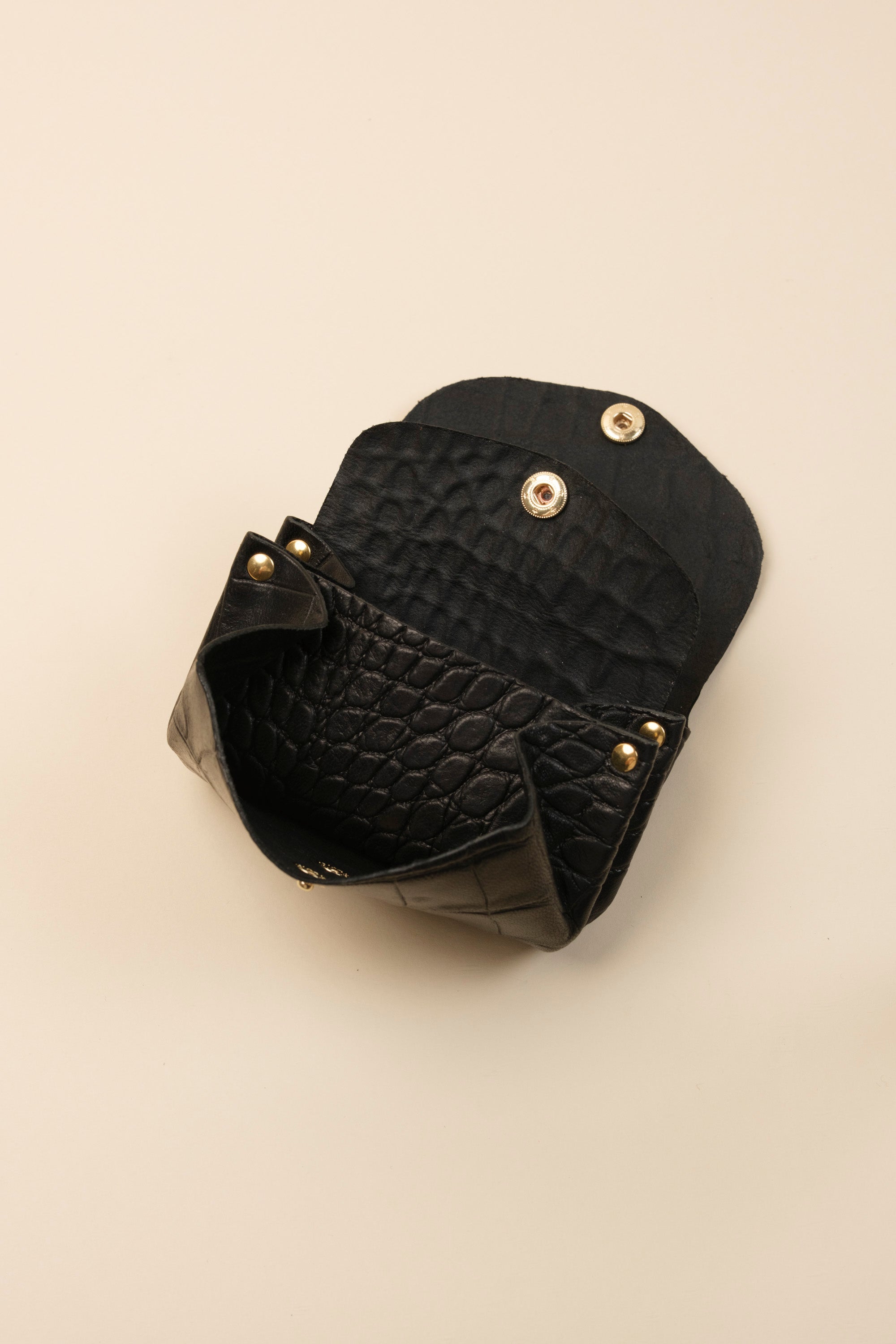 Dodu Cuir Croco Lisse Noir