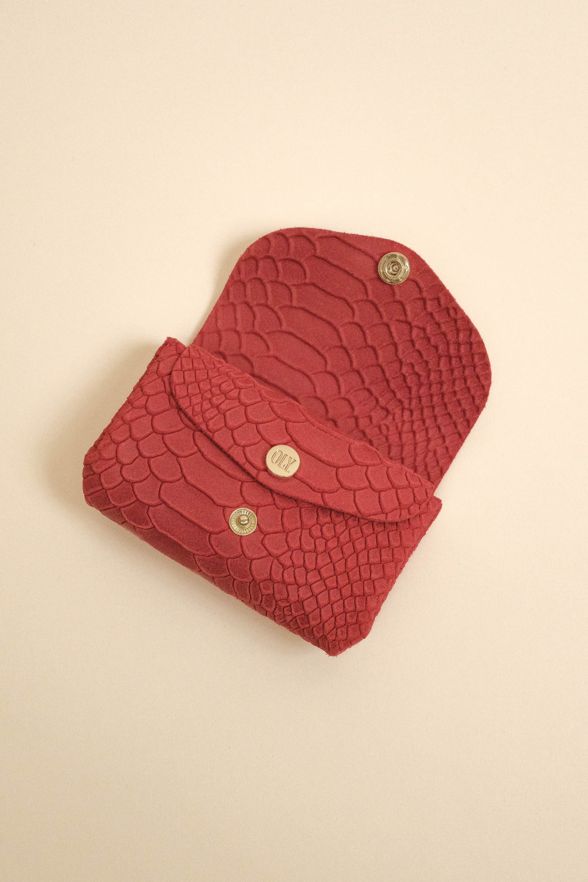Dodu Cuir Croco Daim Rouge