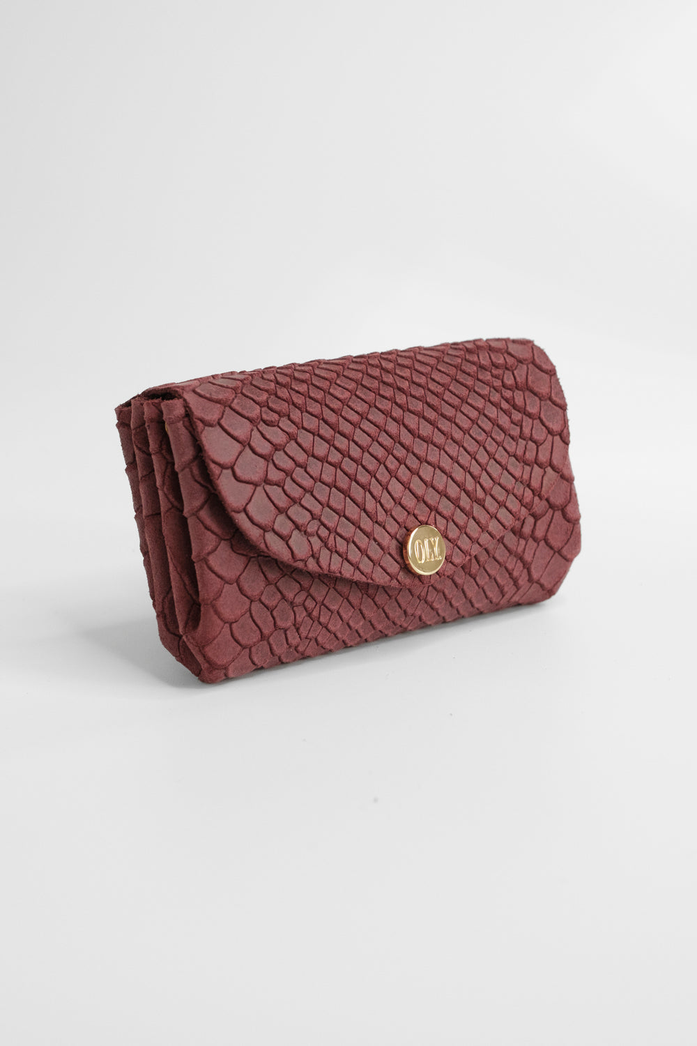 Dodu Cuir Embossé Croco Prune
