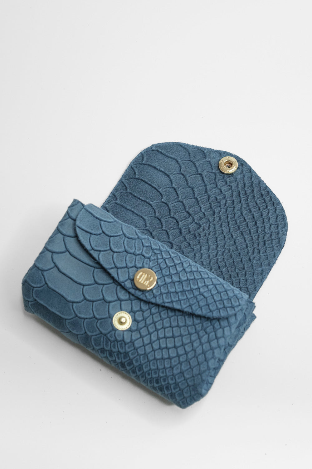 Dodu Cuir Embossé Croco Bleu Jean