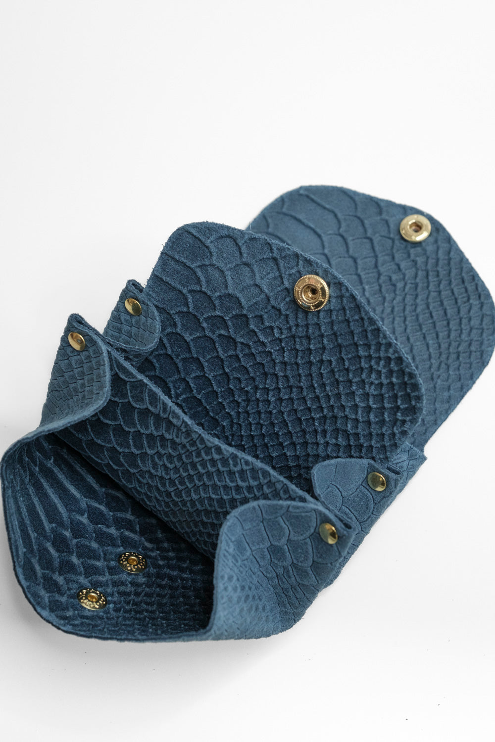 Dodu Cuir Embossé Croco Bleu Jean