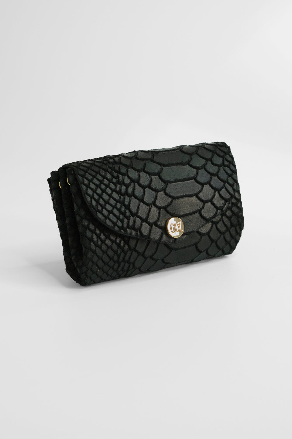 Dodu Cuir Embossé Croco Noir