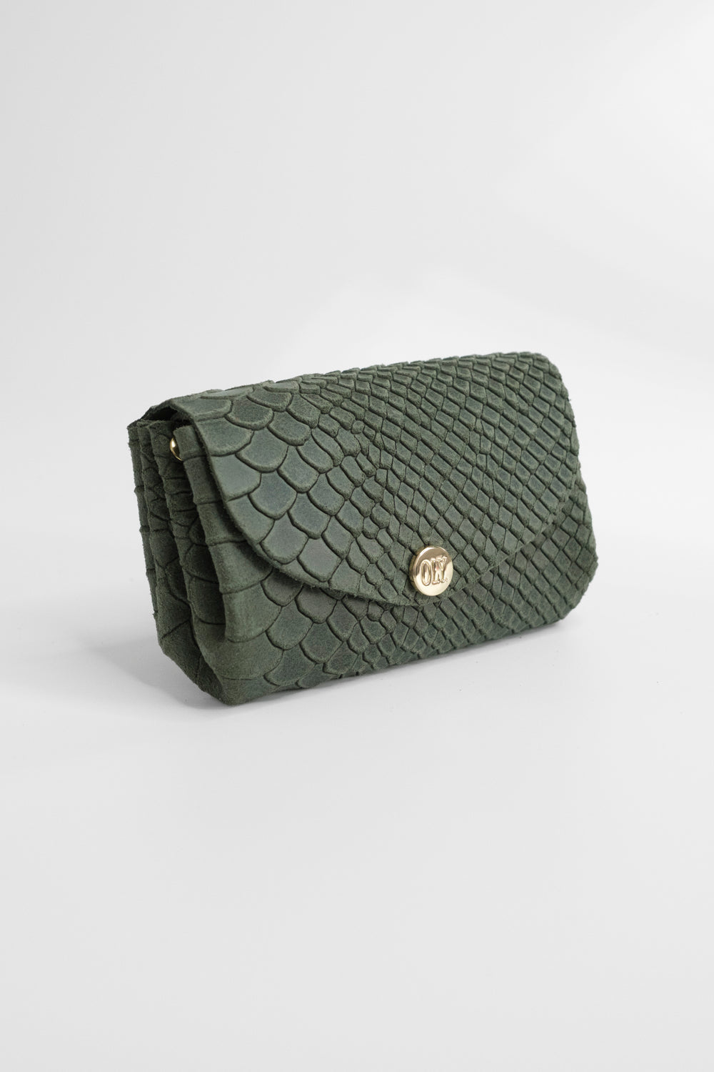 Dodu Cuir Embossé Croco Kaki