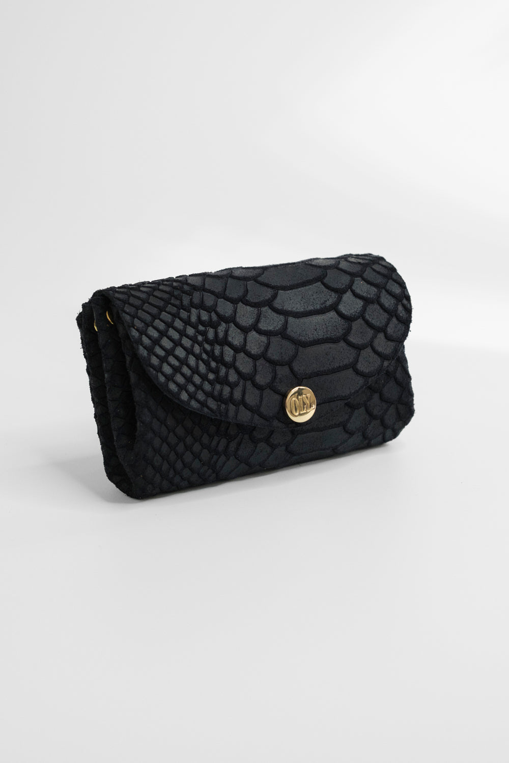 Dodu Cuir Embossé Croco Bleu Nuit
