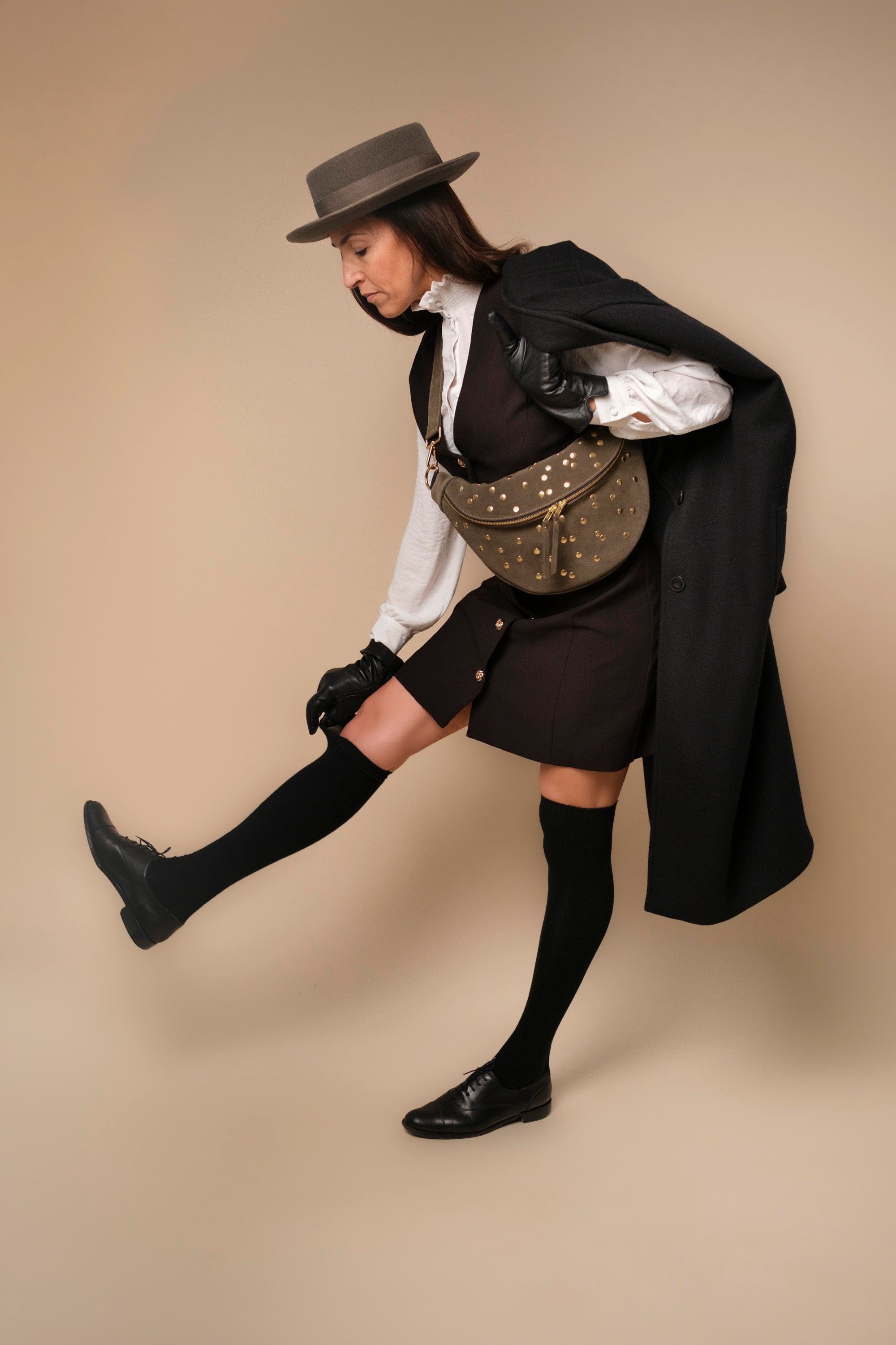 Banane Dotty Cuir Daim Musk