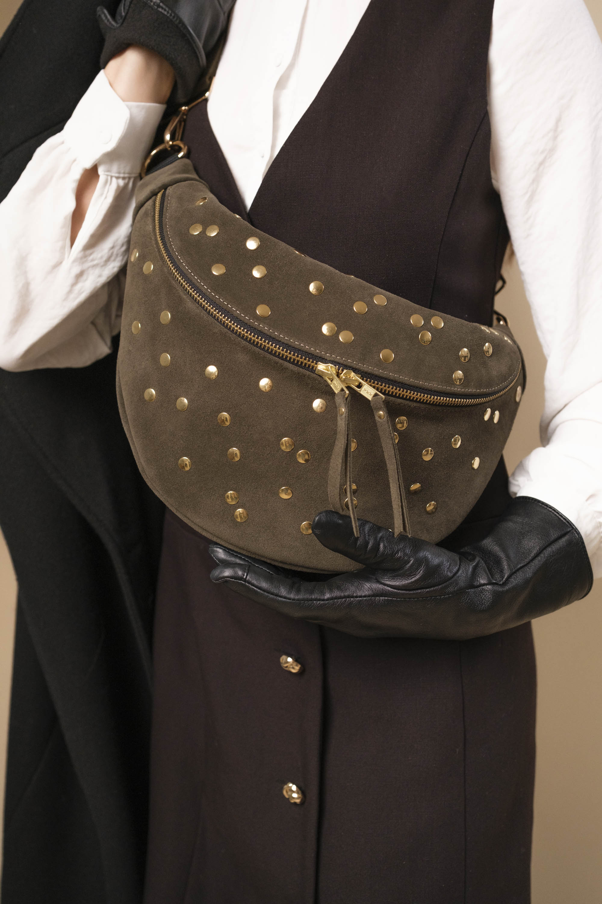 Banane Dotty Cuir Daim Musk