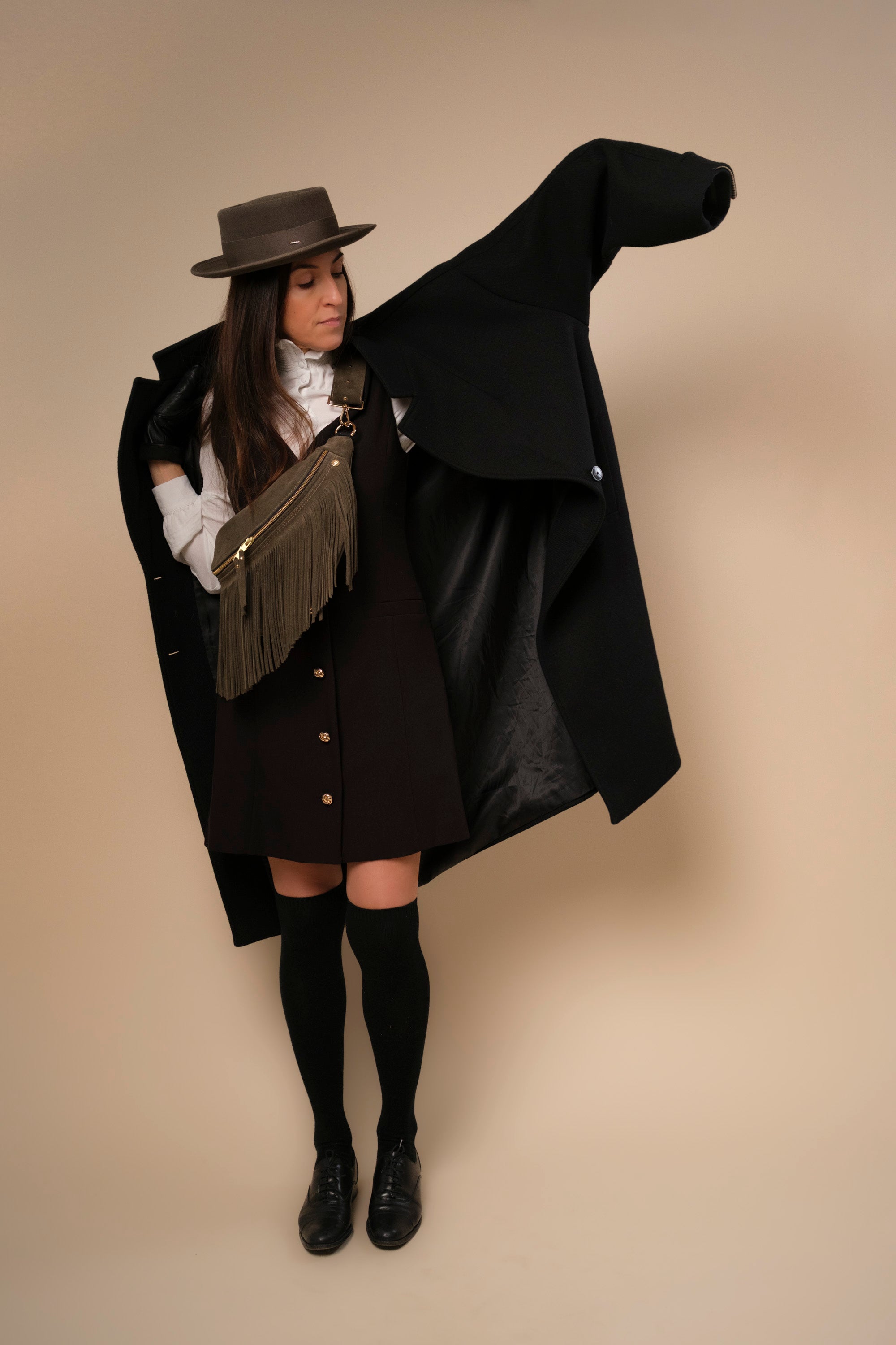 Banane à Frange Cuir Daim Musk