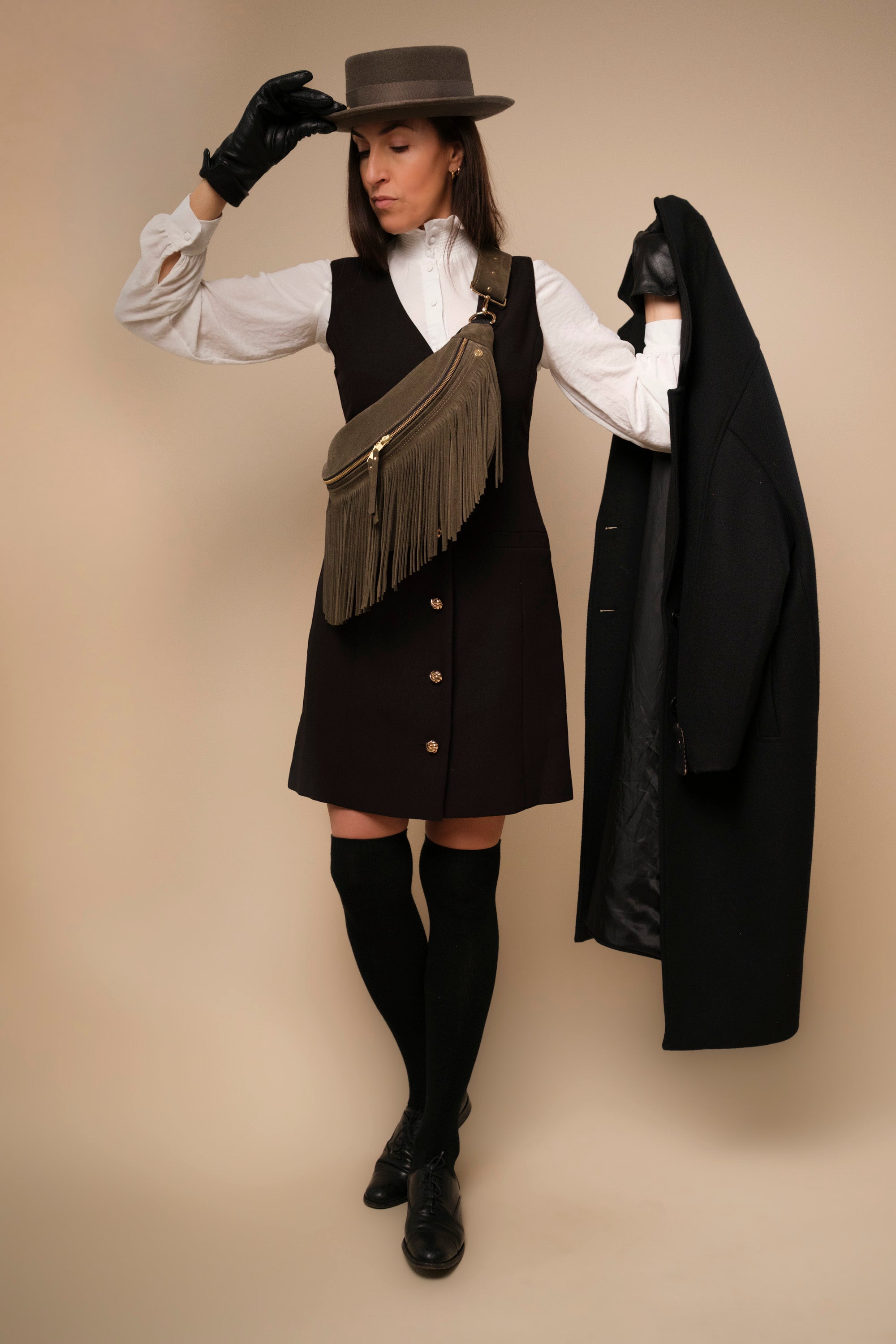 Banane à Frange Cuir Daim Musk