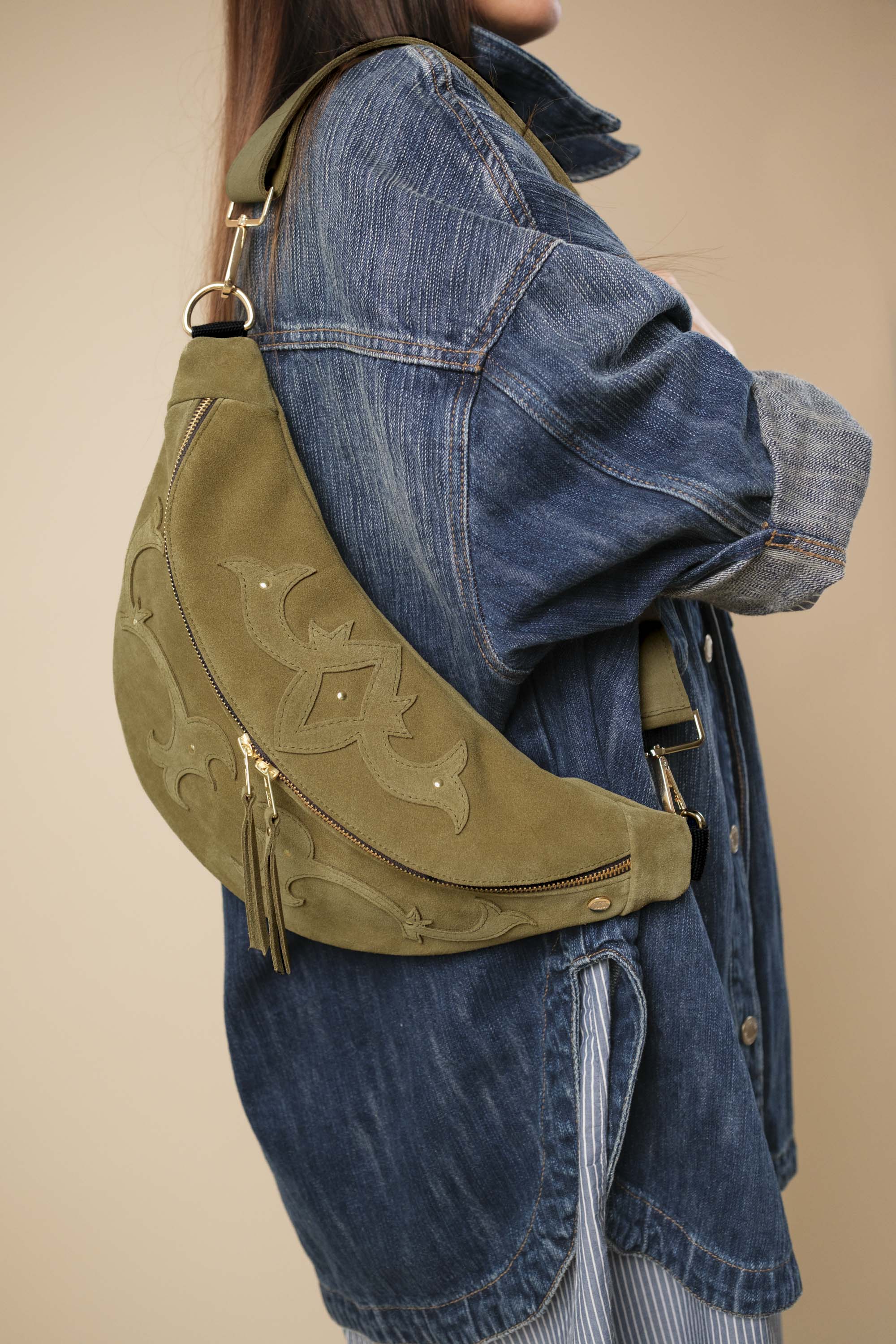 Banane Calamity Cuir Daim Olive