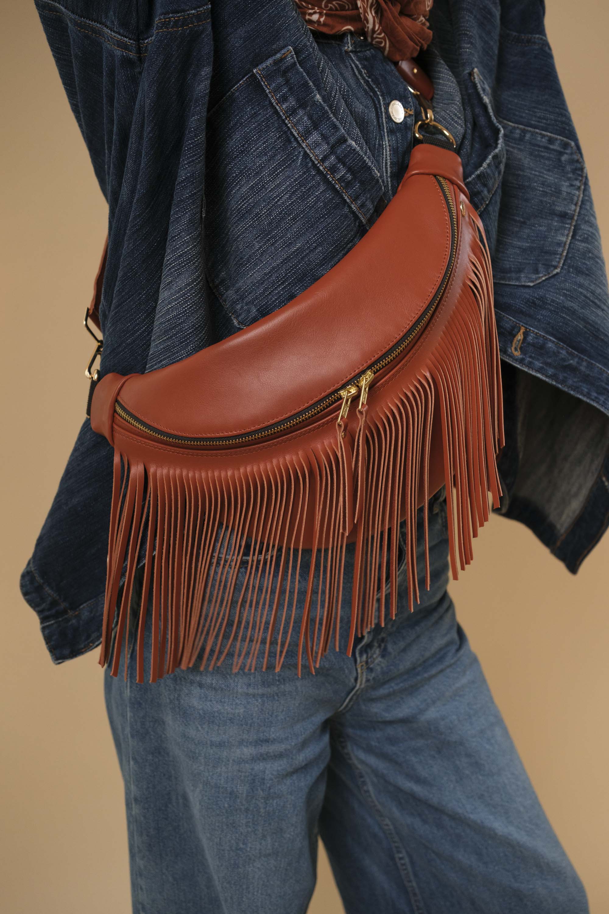 Banane à Frange Cuir Lisse Redskin