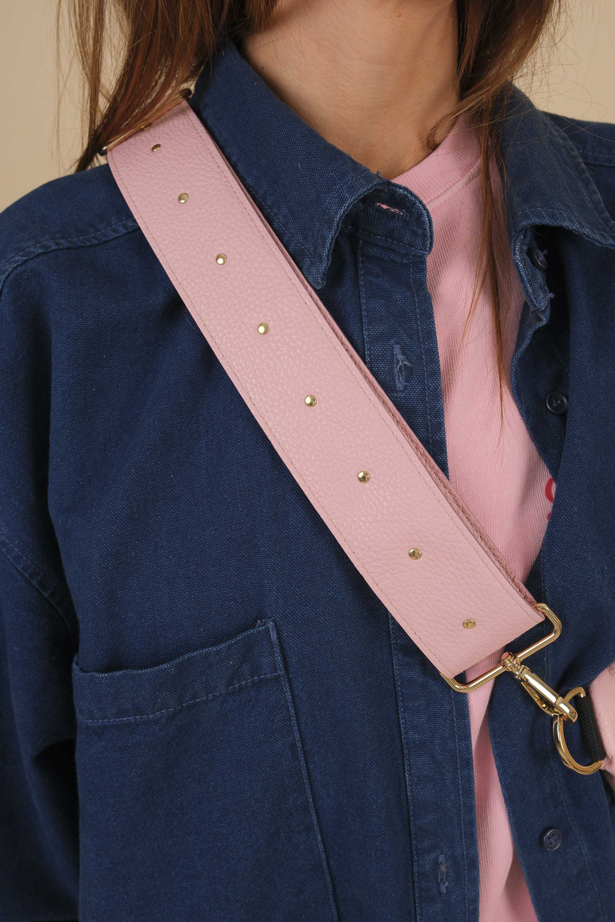 Banane Simple Cuir Grainé Rose Ballet