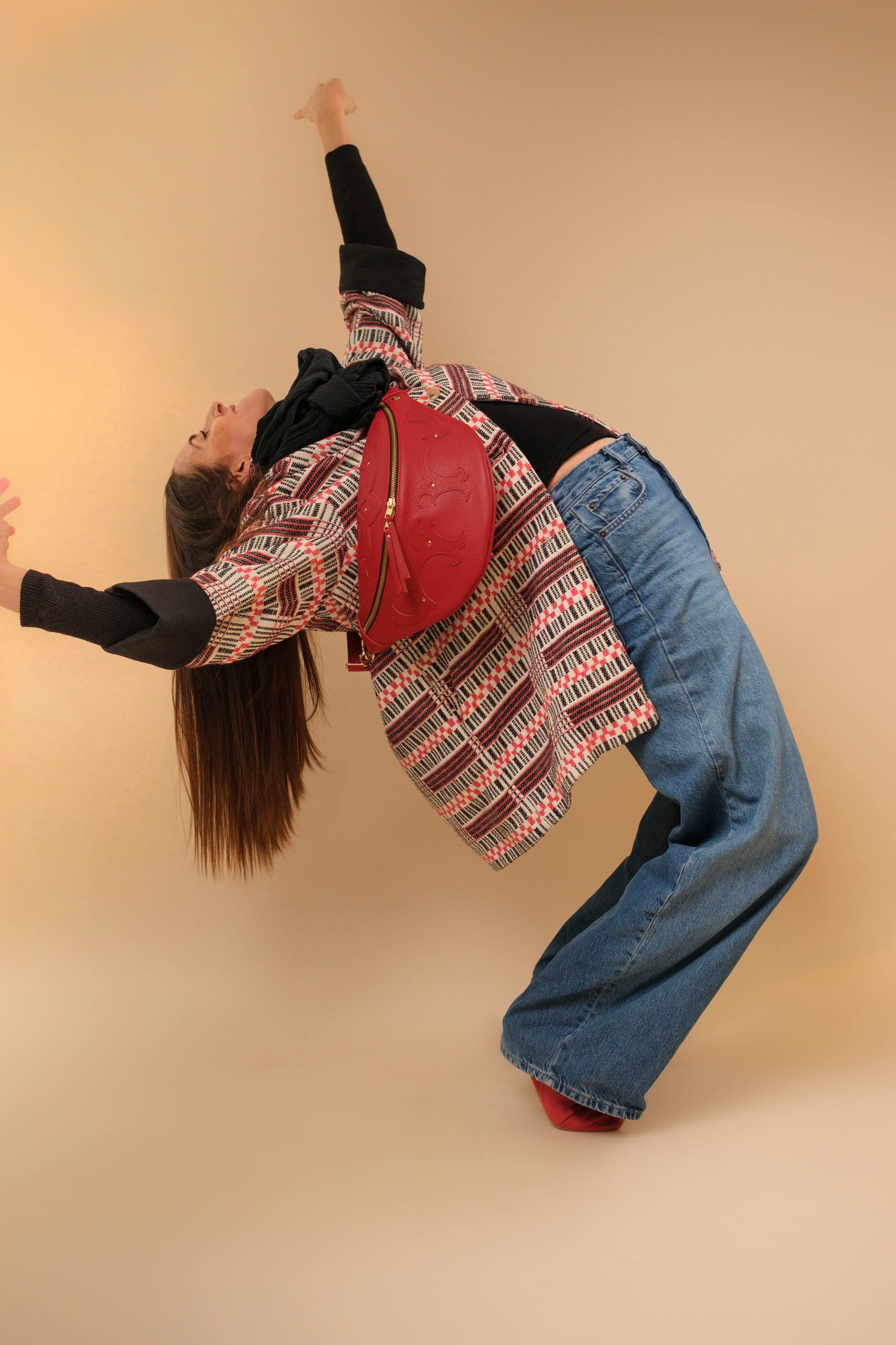 Banane Calamity Cuir Grainé Rouge