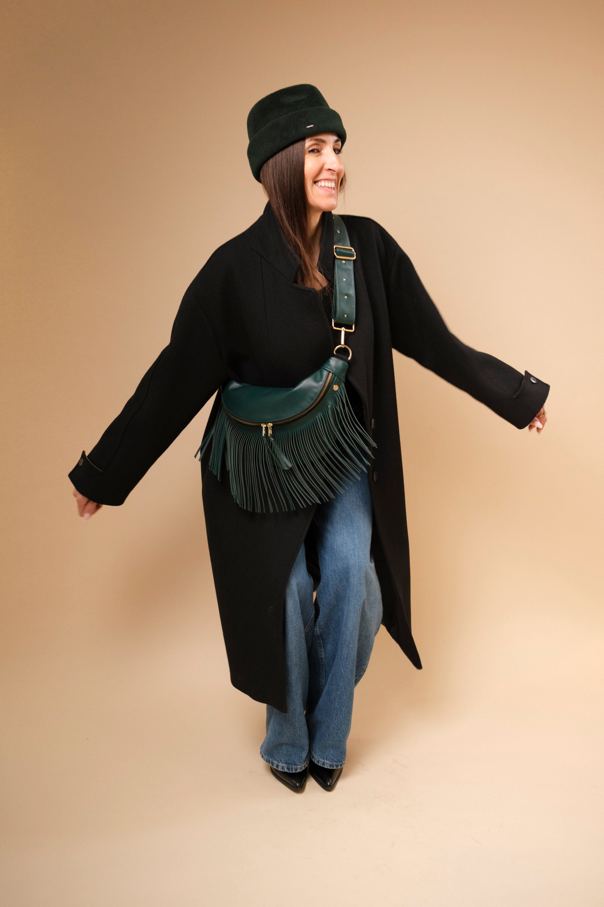 Banane à Frange Cuir Lisse Serpentine