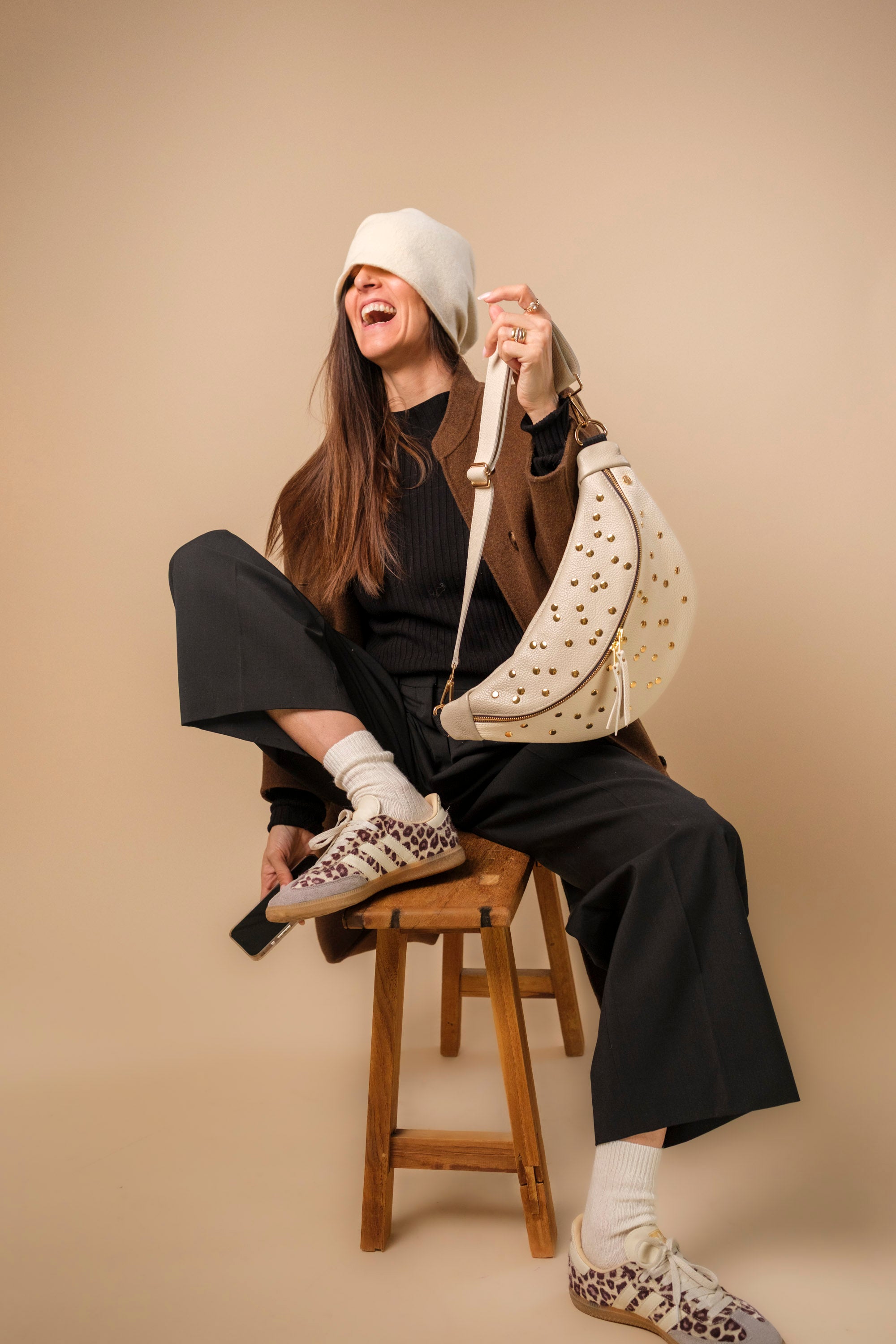 Banane Dotty Cuir Grainé Vanille